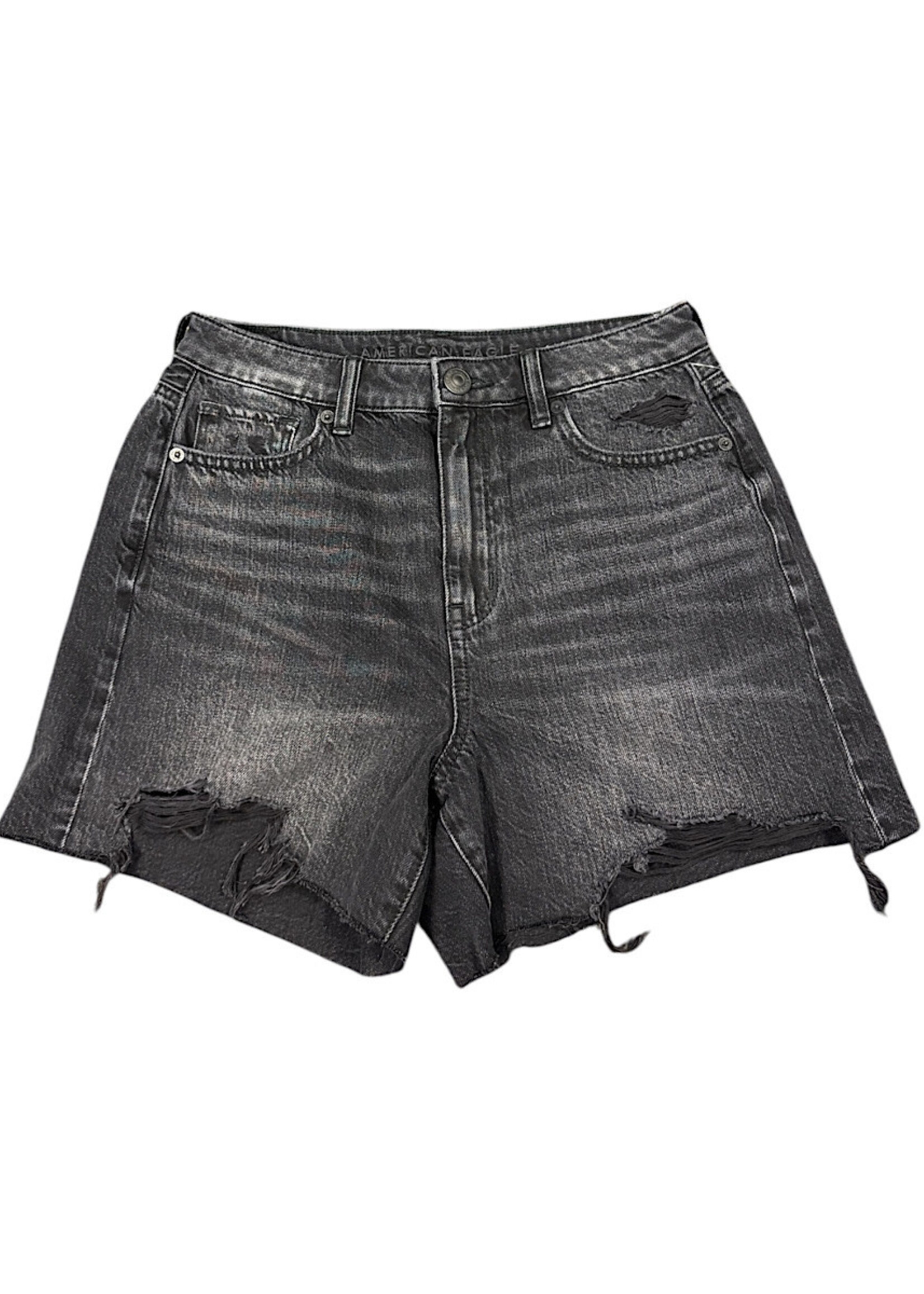 American Eagle Black Wash Distressed Denim Shorts Size 4-RF