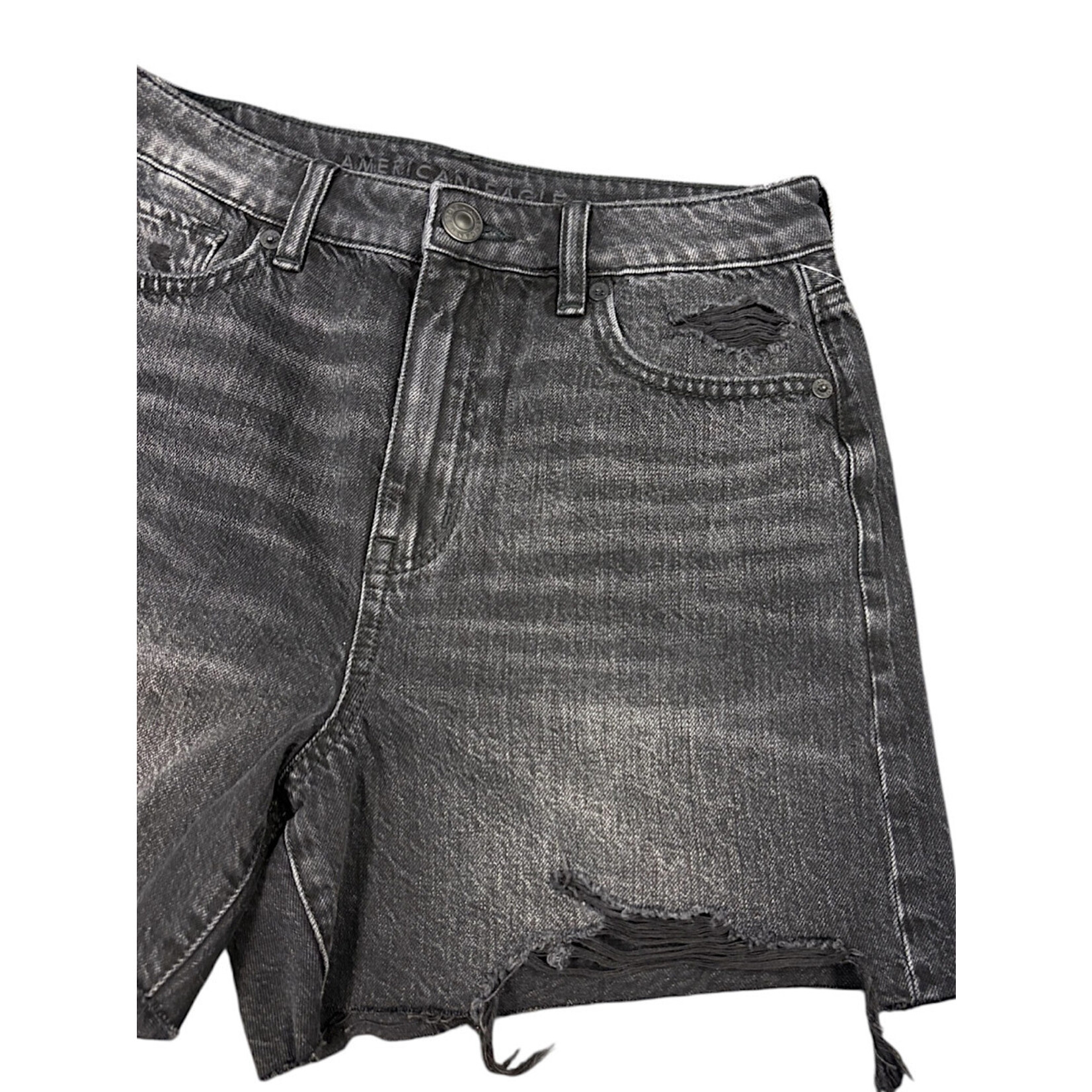 American Eagle Black Wash Distressed Denim Shorts Size 4-RF