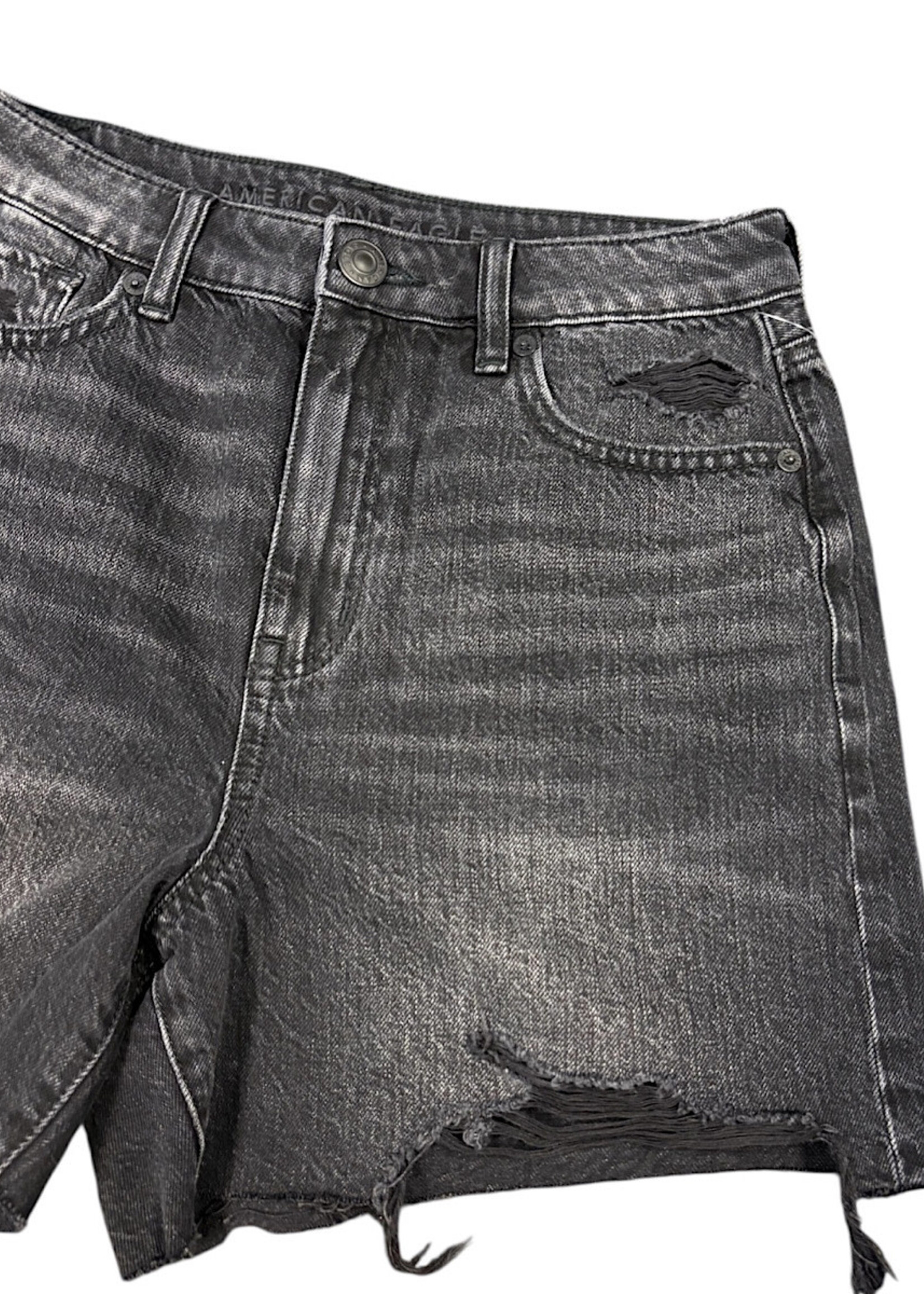 American Eagle Black Wash Distressed Denim Shorts Size 4-RF