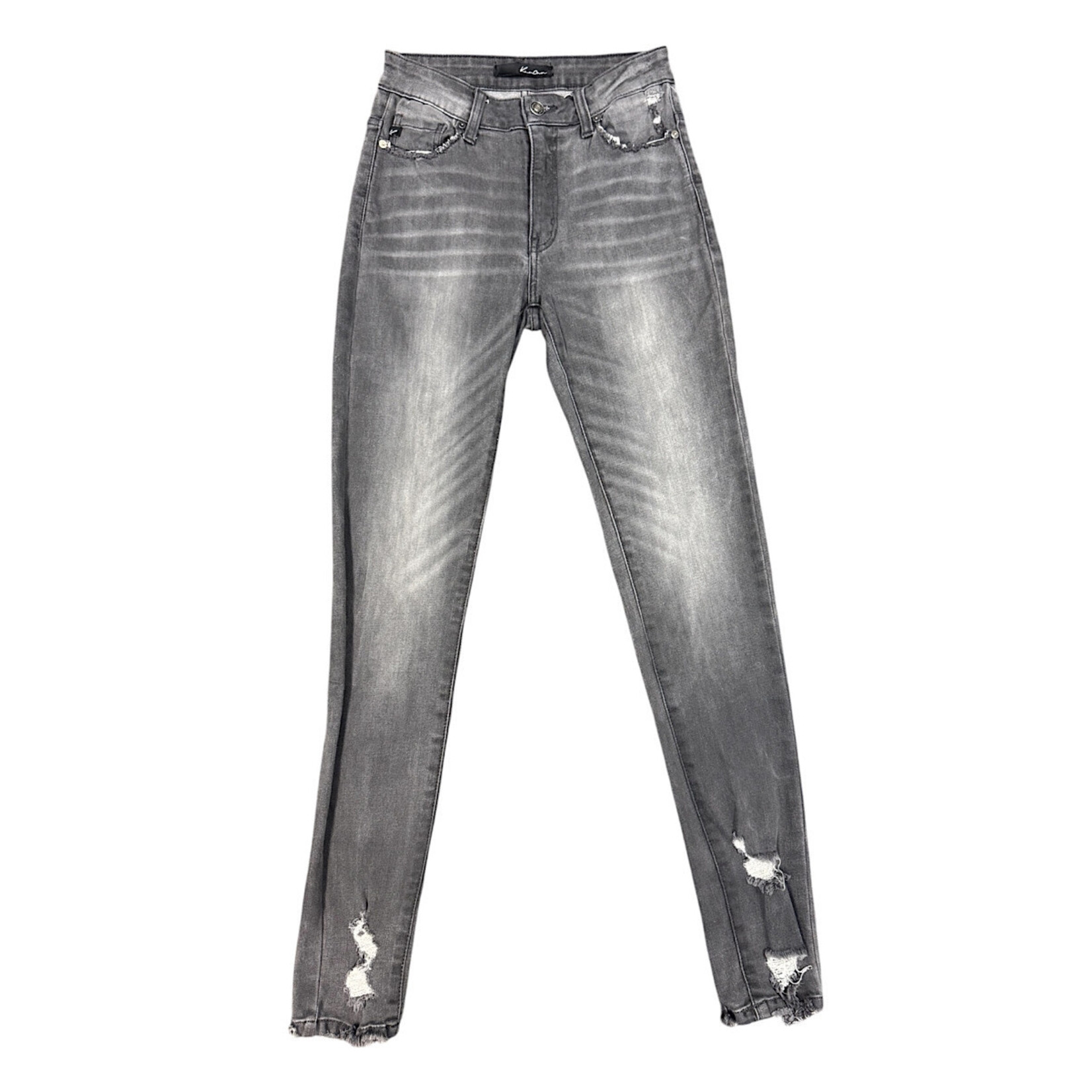 KanCan KC7266GD Charcoal Washed Distressed Skinny Fit Jeans Size 25-RF