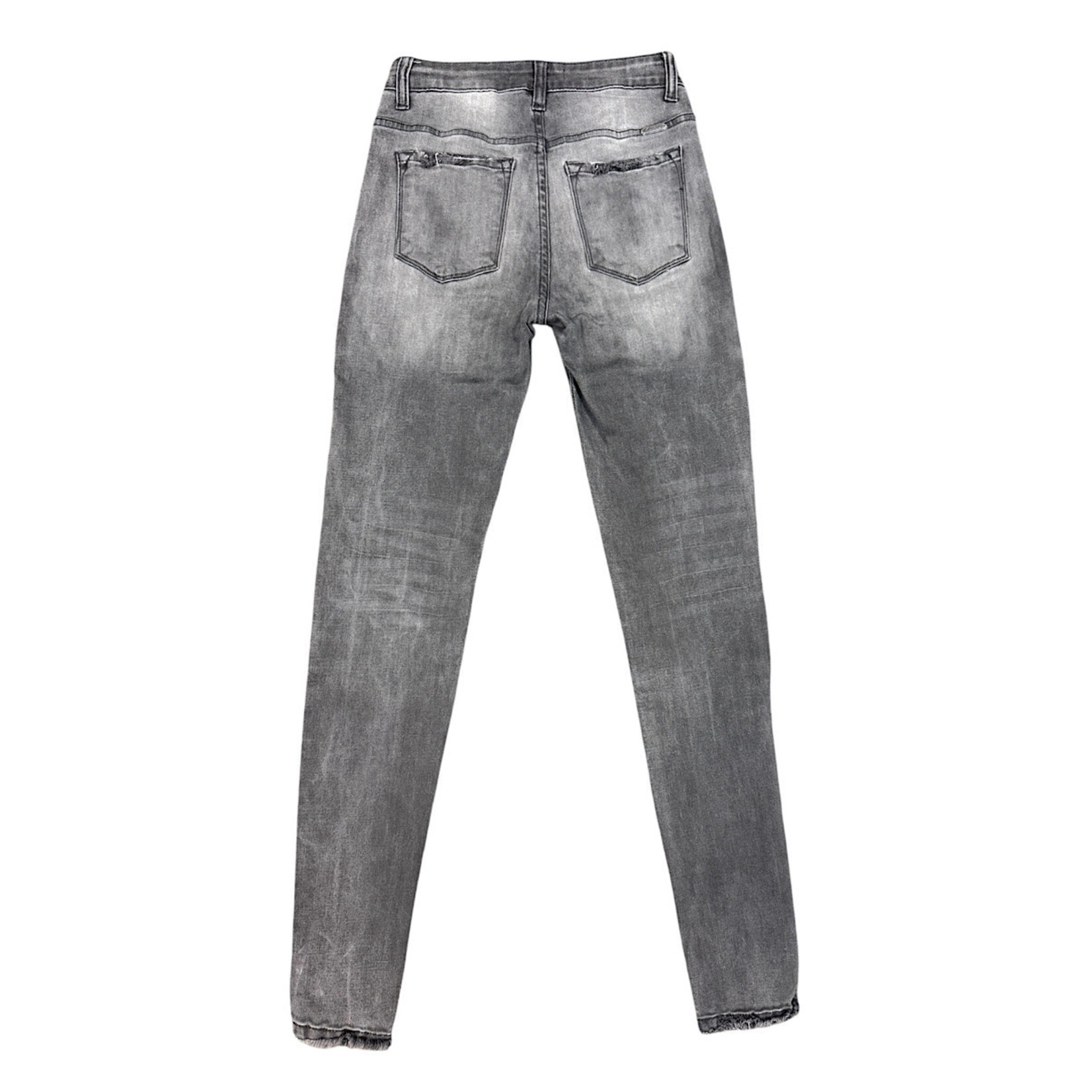 KanCan KC7266GD Charcoal Washed Distressed Skinny Fit Jeans Size 25-RF