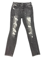 Judy Blue Judy Blue JB8867 Charcoal Wash Distressed Boyfriend Fit Jeans Size 7/28-RF