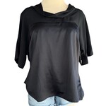 Worthington Black Satin Short Sleeve Blouse Size XL - RF