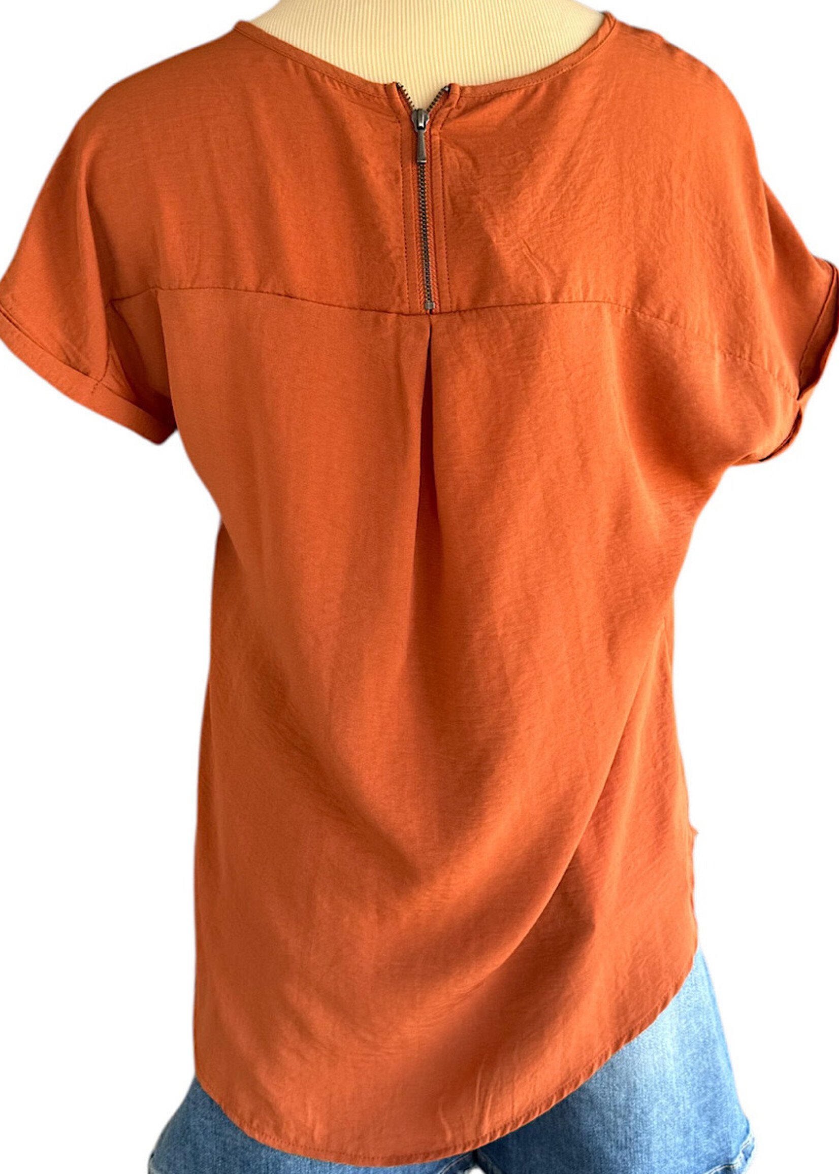 Maurices Burnt Orange Short Sleeve Blouse  Size XS -RF