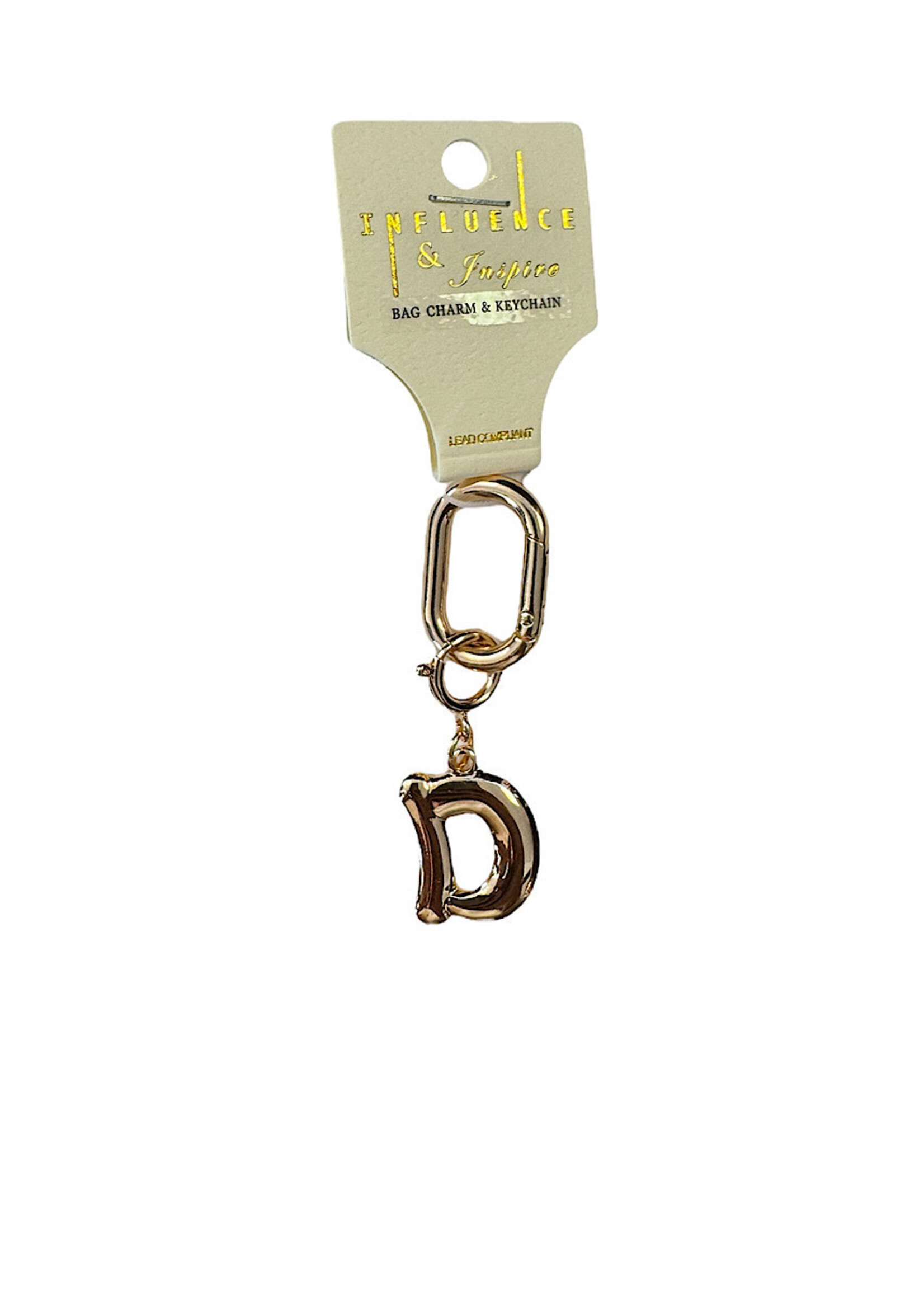 Influence and Inspire Initial Chain Charm Gold 3 inch