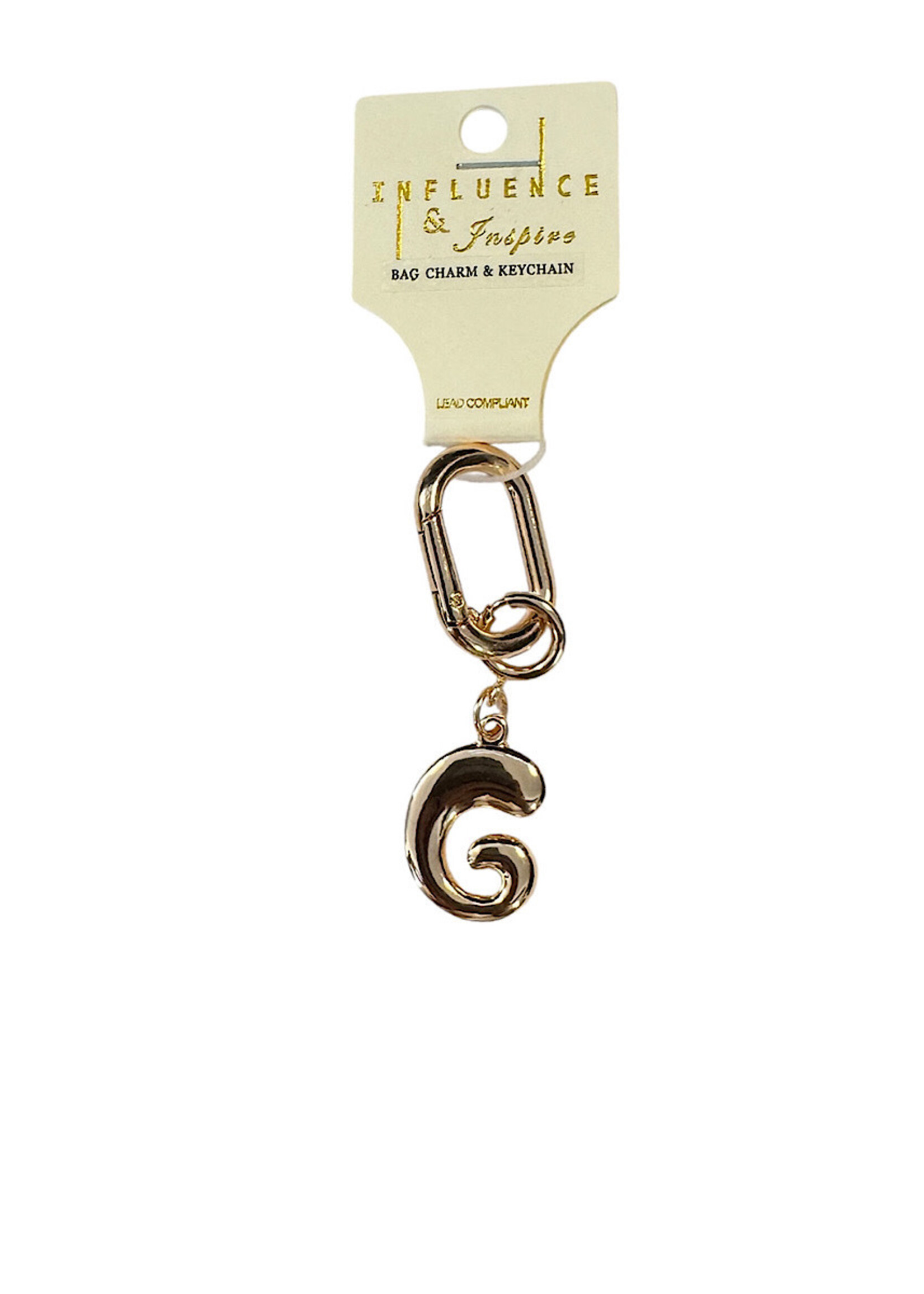 Influence and Inspire Initial Chain Charm Gold 3 inch