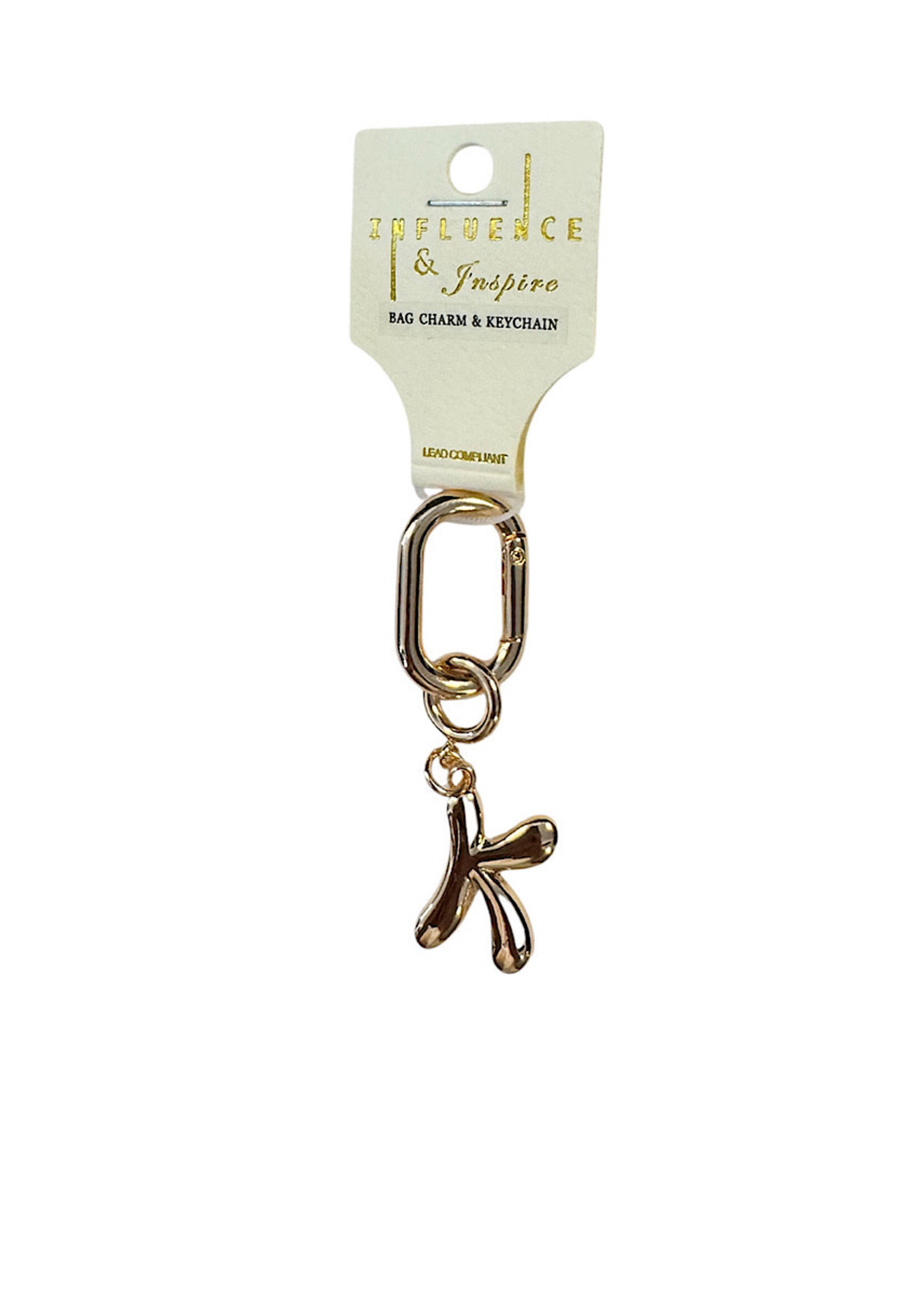 Influence and Inspire Initial Chain Charm Gold 3 inch