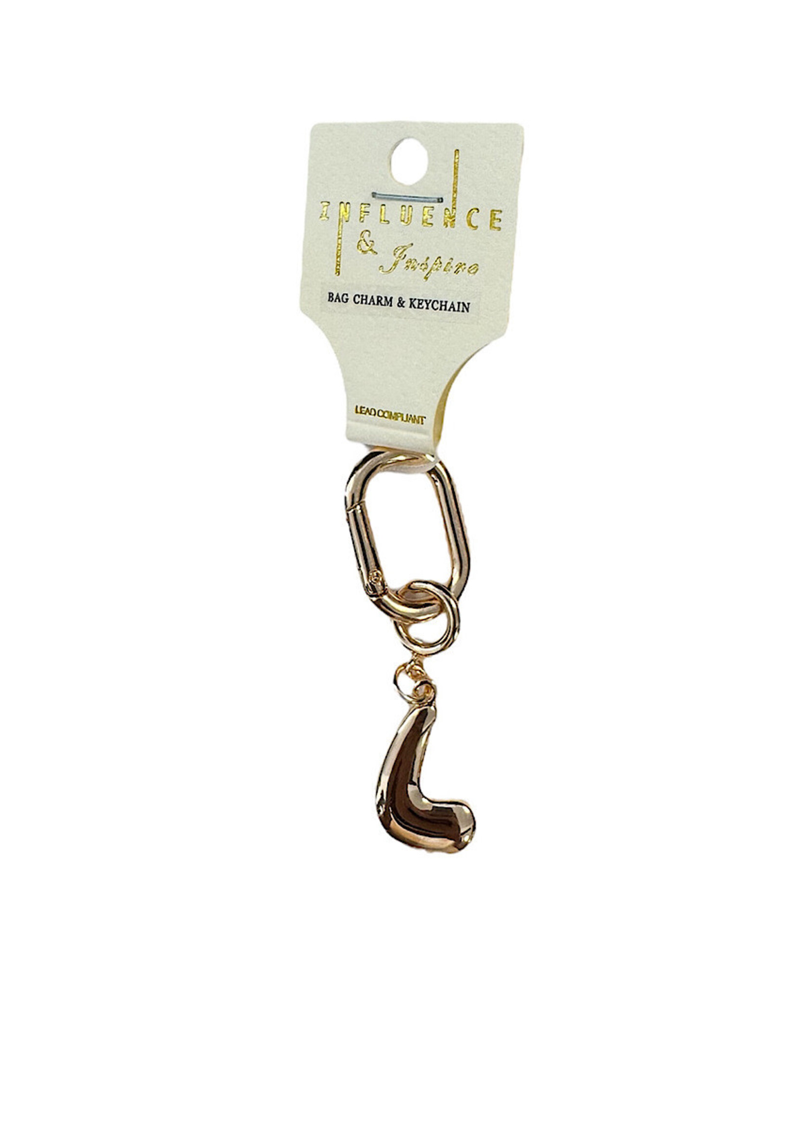 Influence and Inspire Initial Chain Charm Gold 3 inch