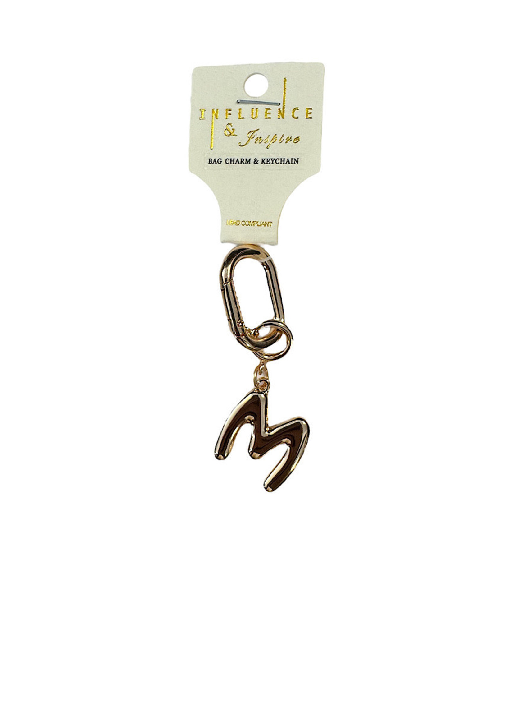Influence and Inspire Initial Chain Charm Gold 3 inch