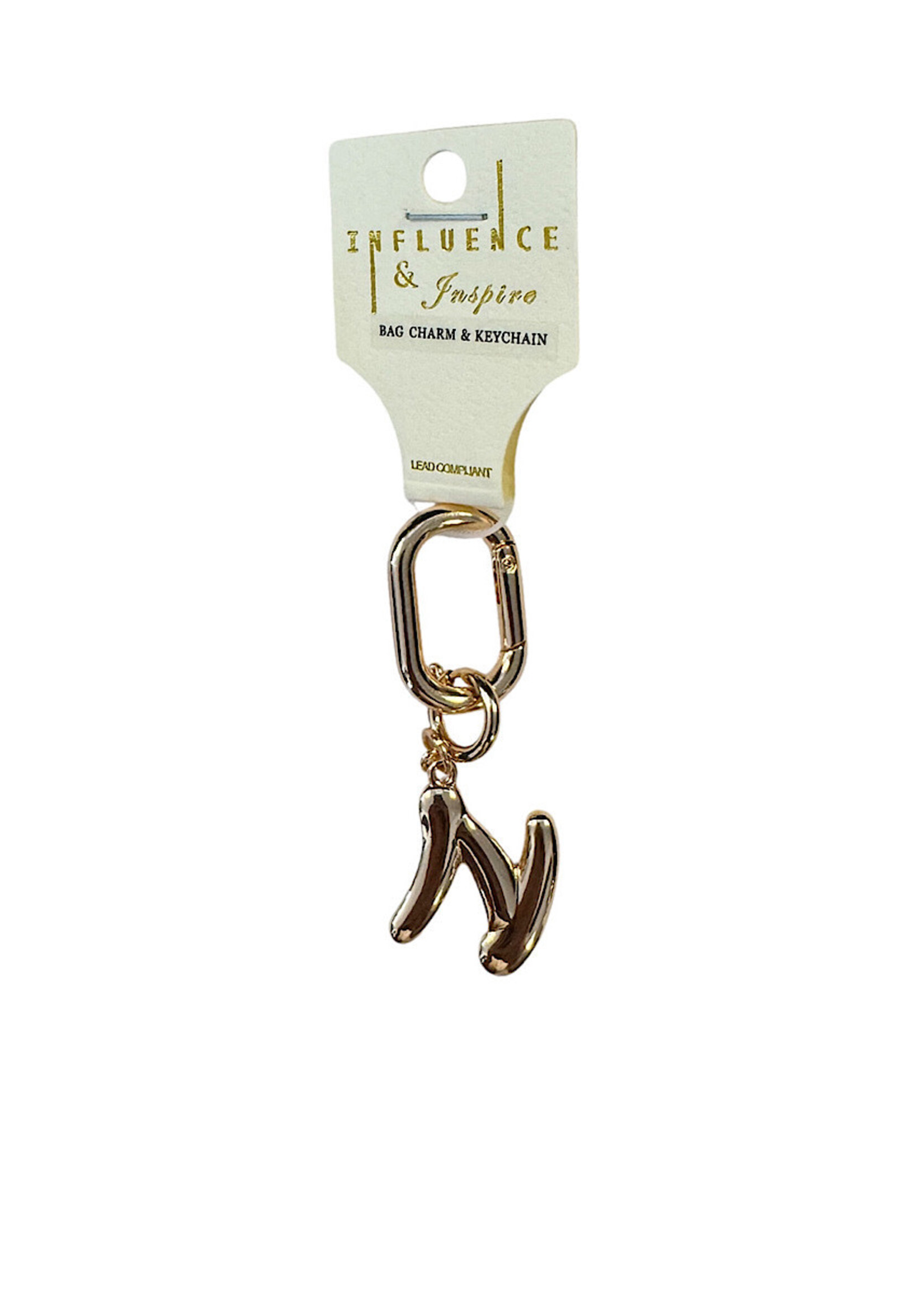 Influence and Inspire Initial Chain Charm Gold 3 inch