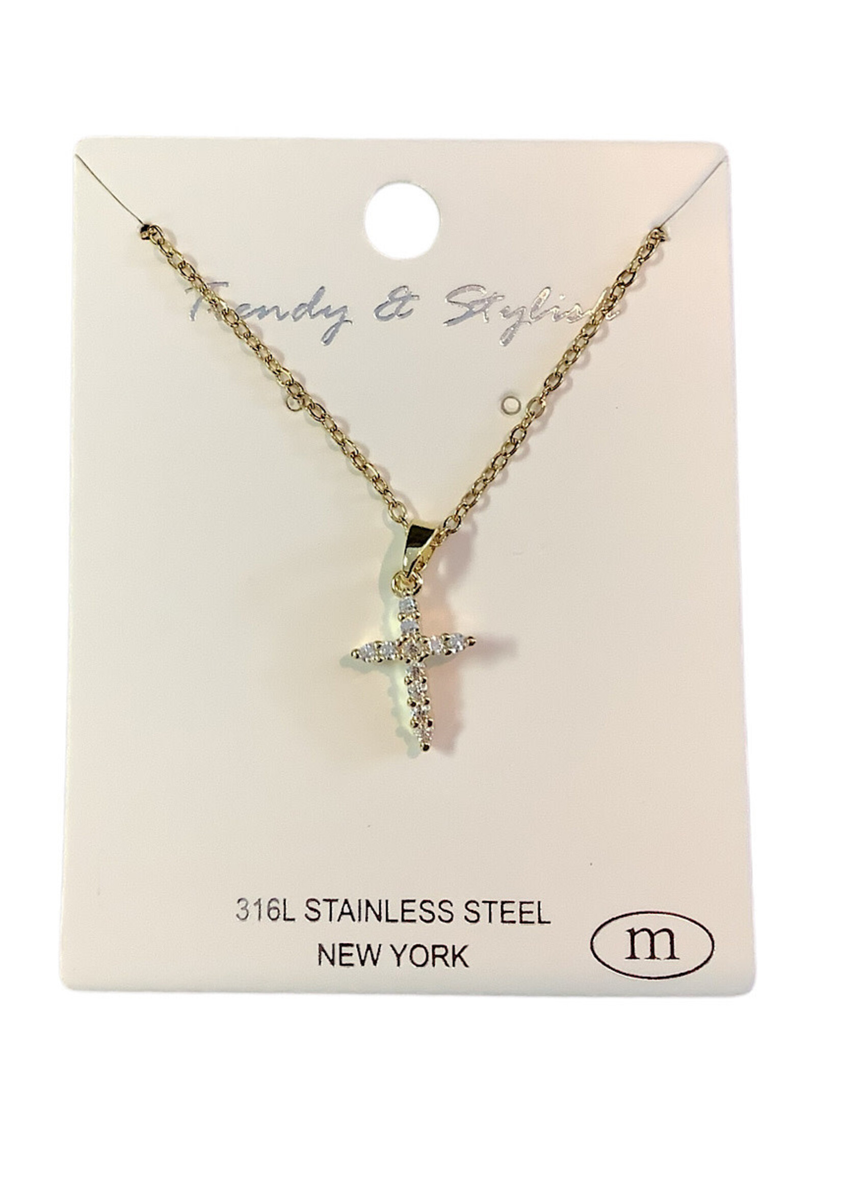 Trendy and Stylish Cross Rhinestone Necklace Stainless Steel