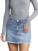 Mica Denim MICA MDP-K3480 Cyan Light Blue Denim Mini Skirt w/ Raw Hem