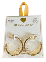 Yellow Ribbon CZ Hoops 925 Silver Post Butterfly Back