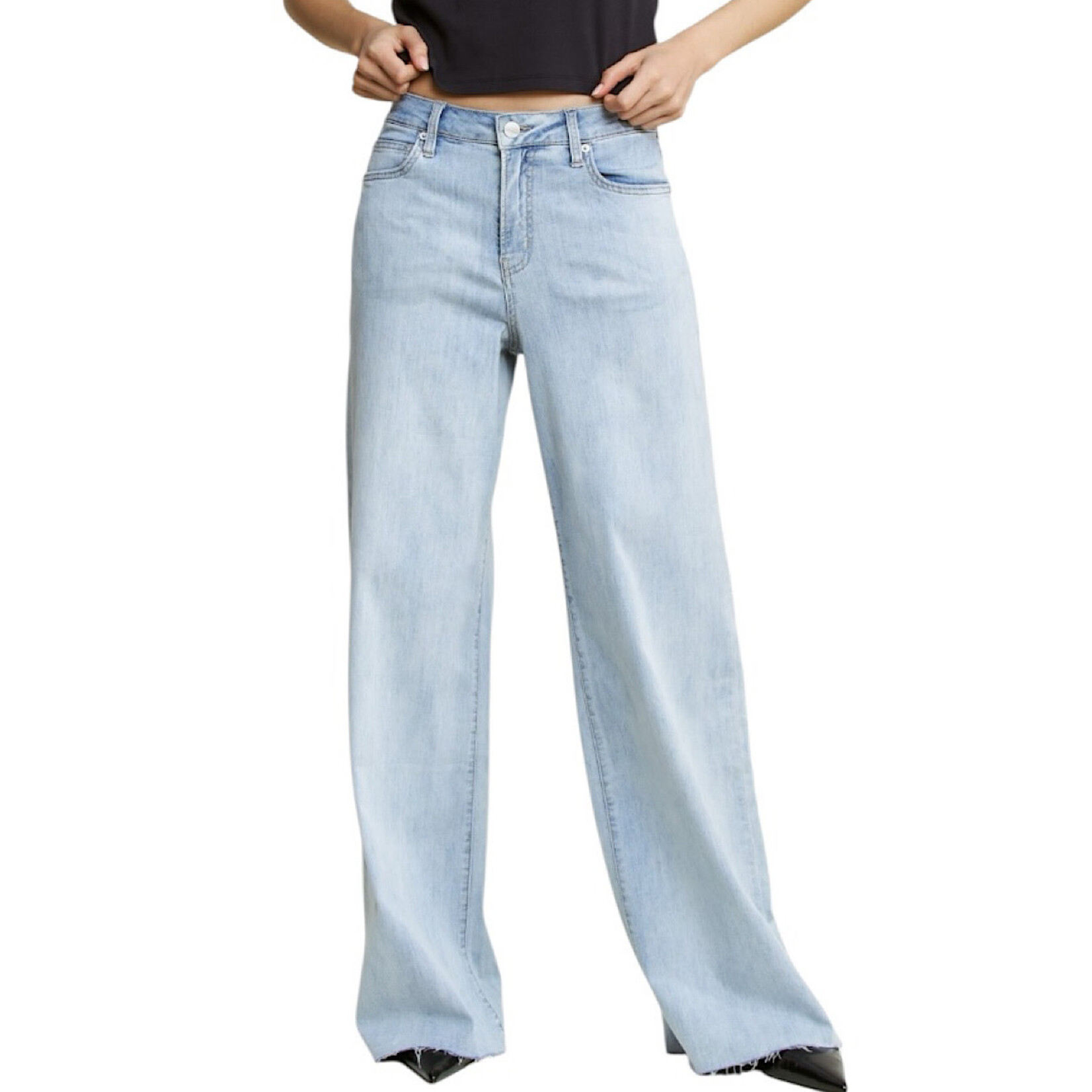 Mica Denim MICA MDP-W3549A Vintage Navy Super High Wide Leg Raw Hem