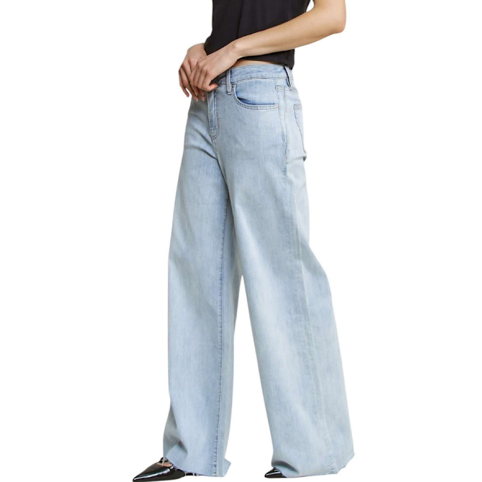 Mica Denim MICA MDP-W3549A Vintage Navy Super High Wide Leg Raw Hem