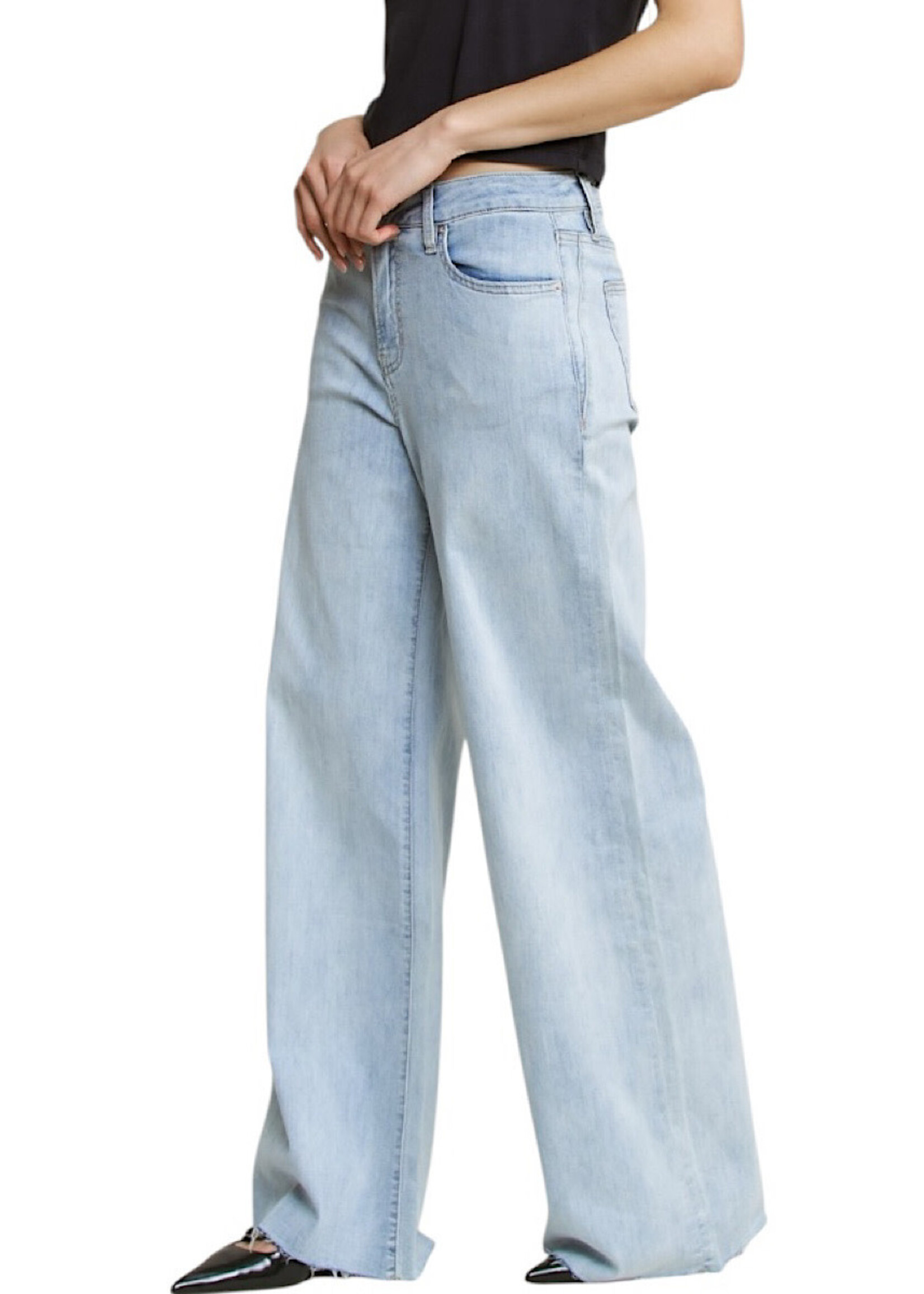 Mica Denim MICA MDP-W3549A Vintage Navy Super High Wide Leg Raw Hem