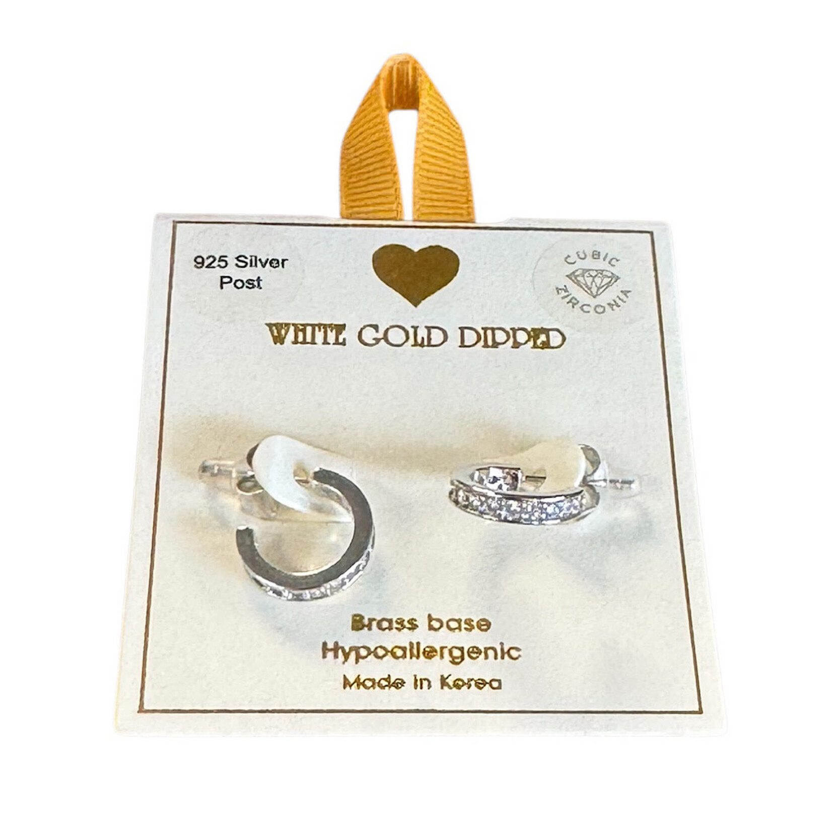 Yellow Ribbon CZ Rhinestone Hoop Small