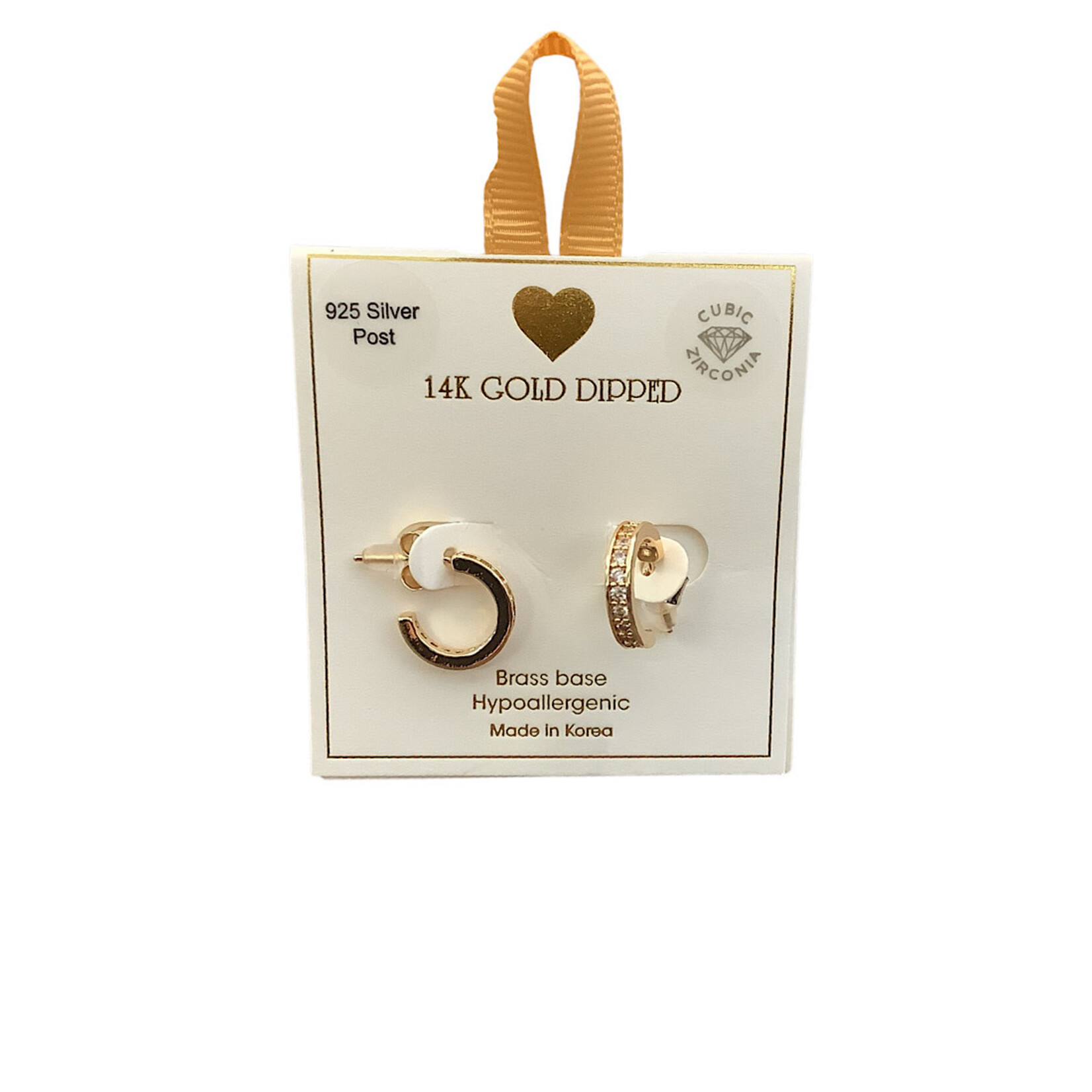 Yellow Ribbon CZ Rhinestone Hoop Small