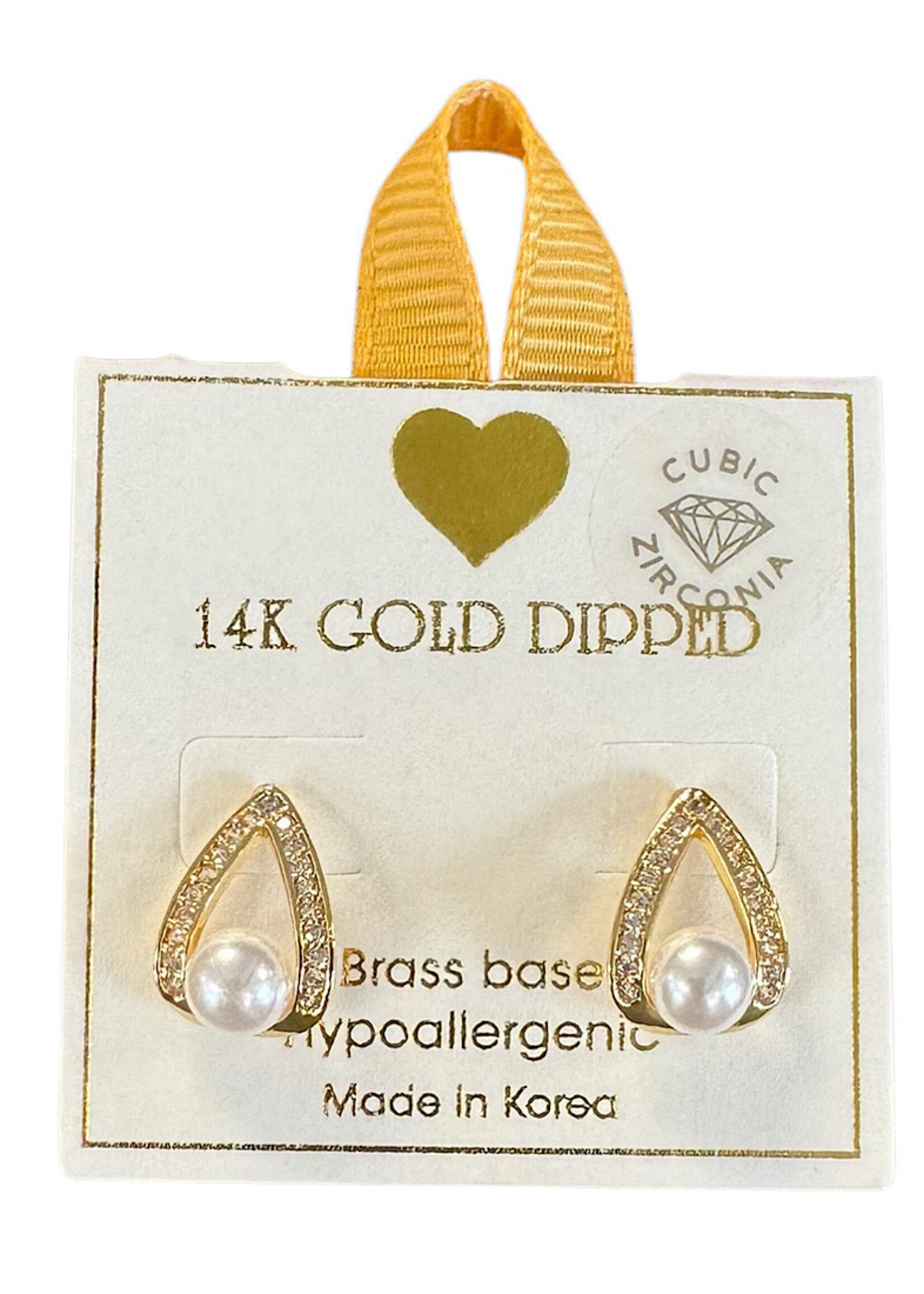 Yellow Ribbon CZ Pearl Drop
