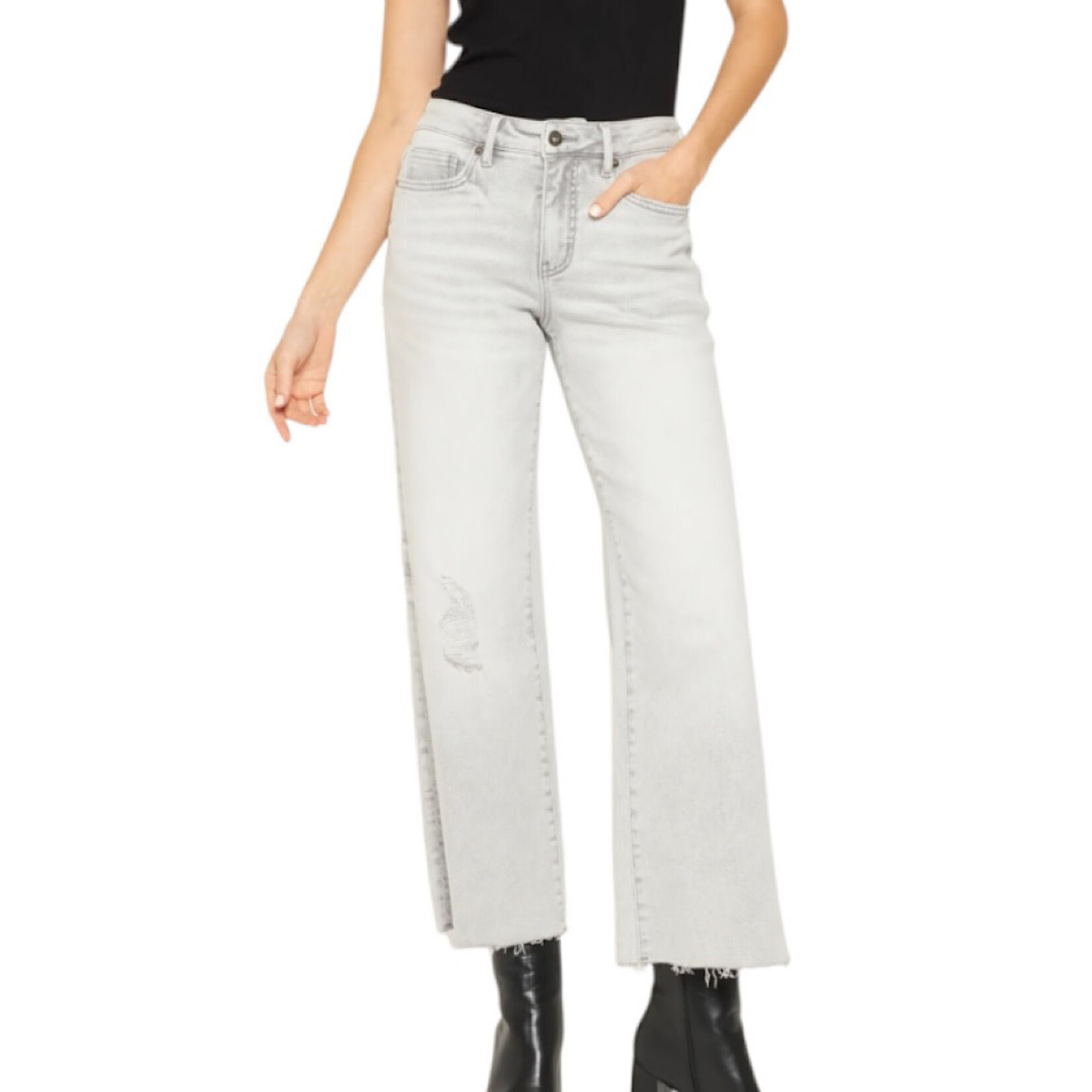 Mica Denim MICA MTT-W3280 Arsenic Mid Rise Wide Leg Tummy Tuck