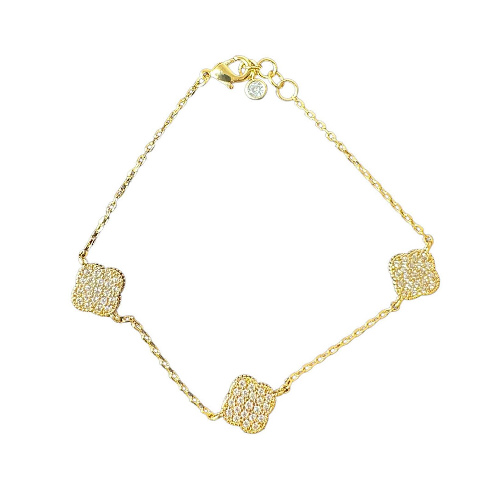 White Gold Dipped CZ Bracelet W/Diamond Charms