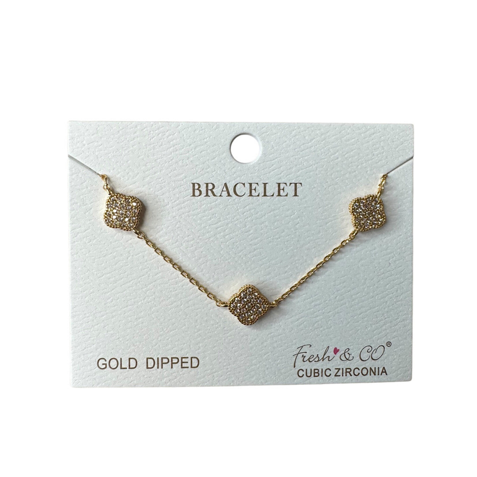 White Gold Dipped CZ Bracelet W/Diamond Charms