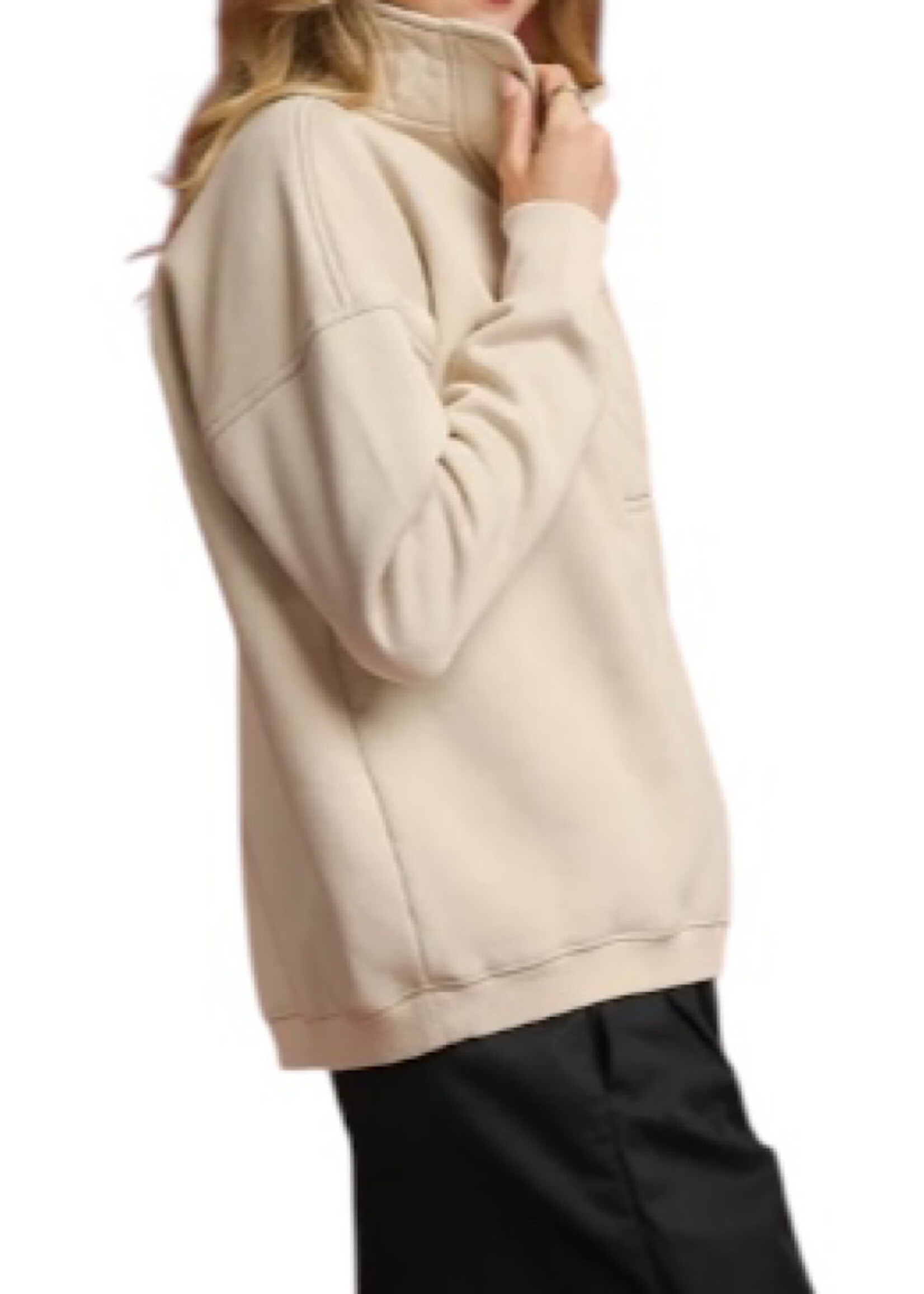 Ecru Mineral Wash Half Snap Pullover Sweatshirt
