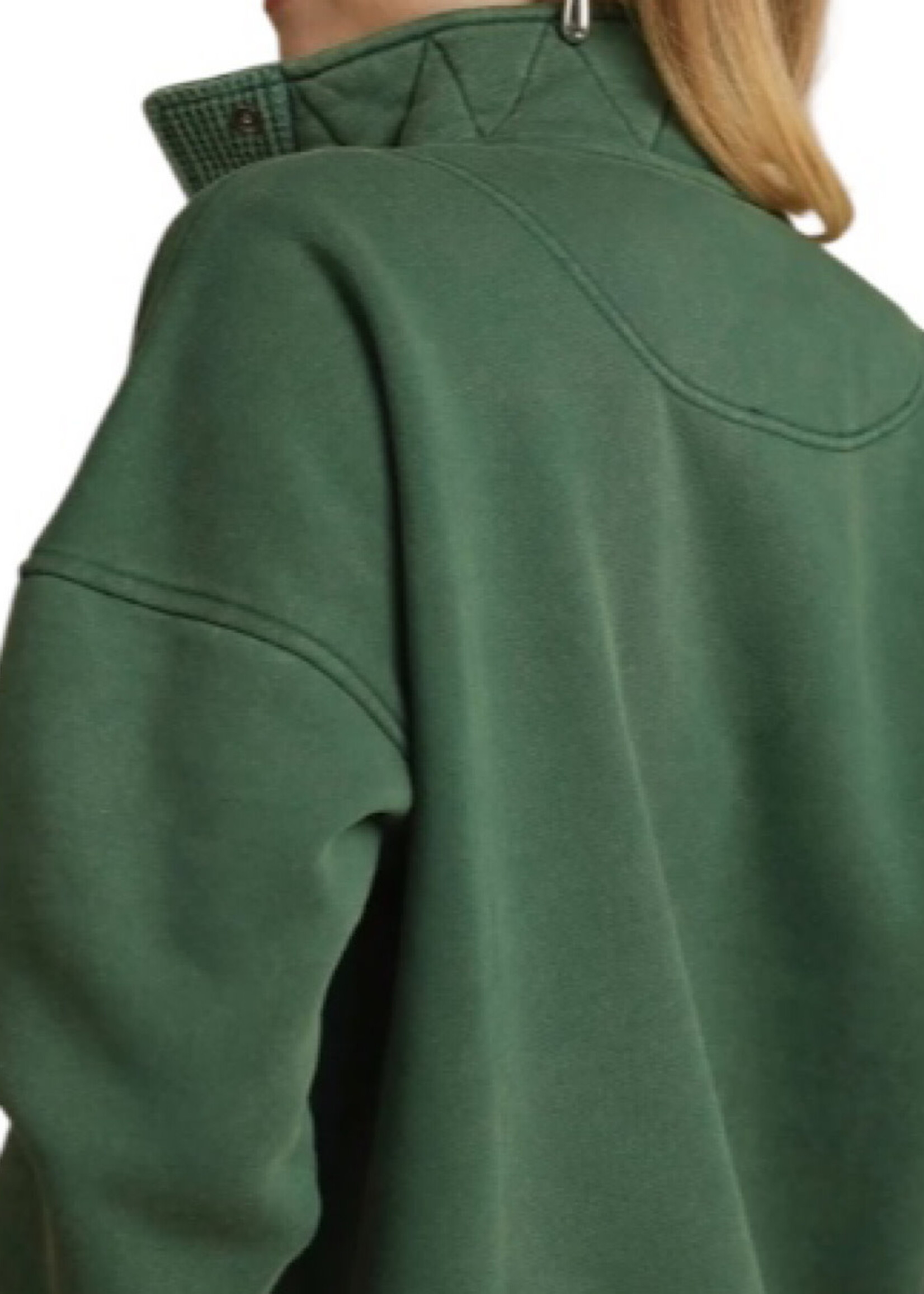 Green Mineral Wash Half Snap Pullover Sweatshirt