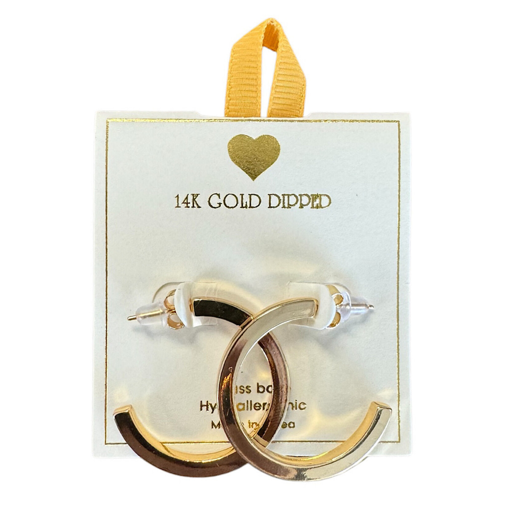 Yellow Ribbon Square Hoop 14K Dipped