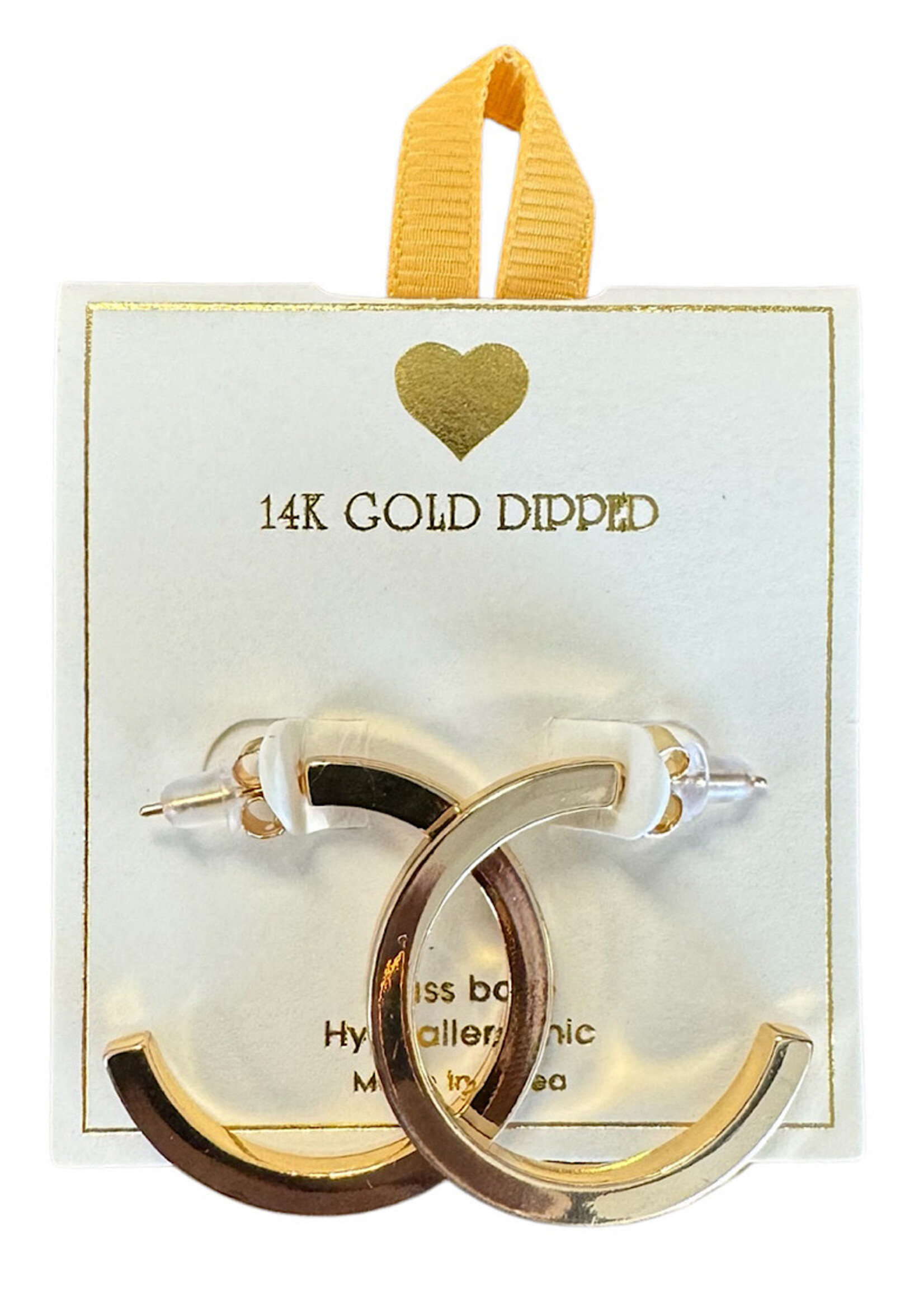 Yellow Ribbon Square Hoop 14K Dipped