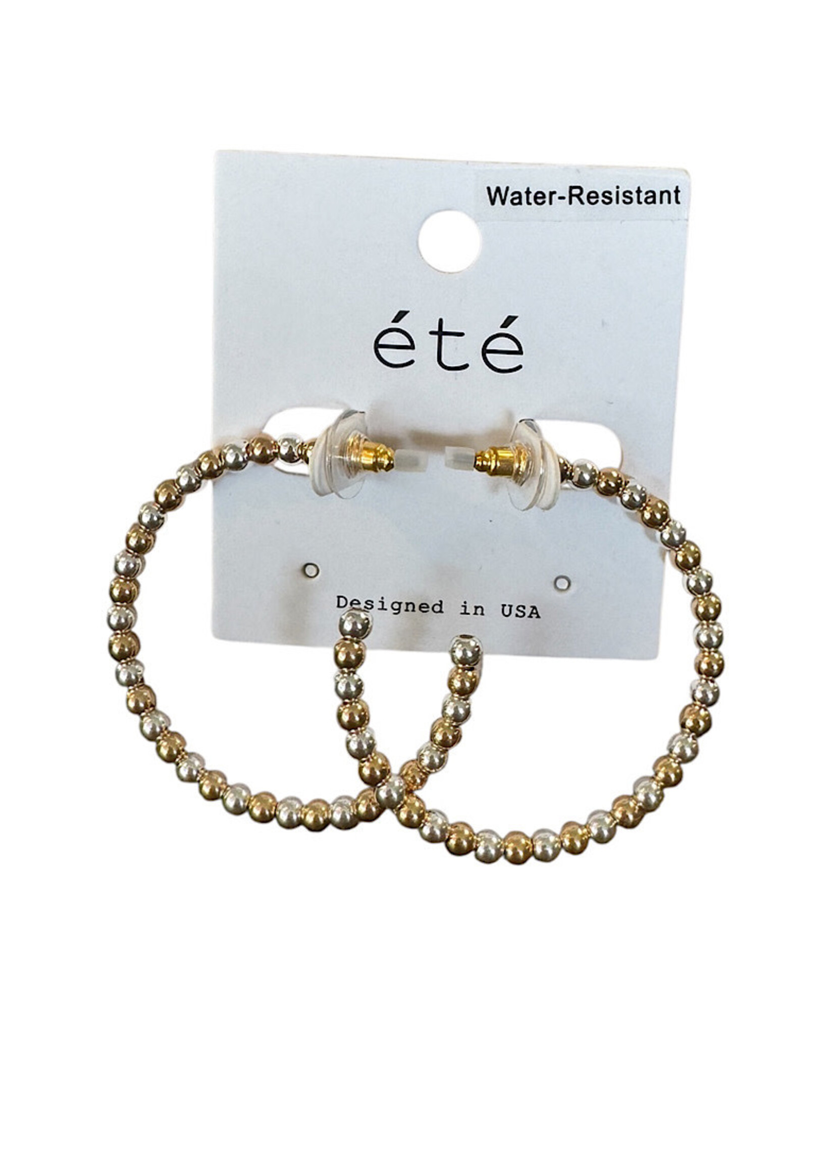 Gold and Silver Beaded Hoop Earrings