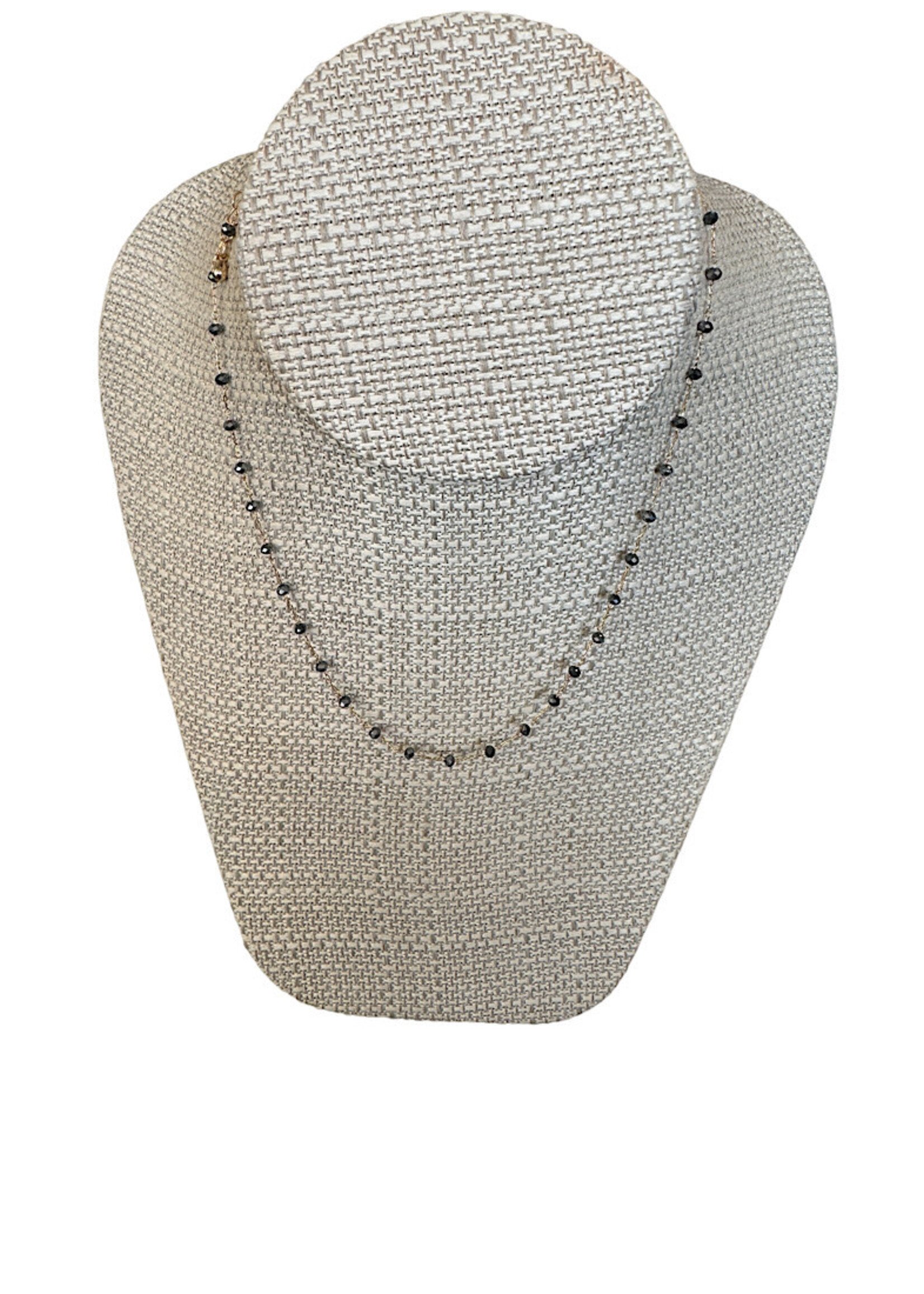 2 Unic Black Crystal Gold Chain Necklace