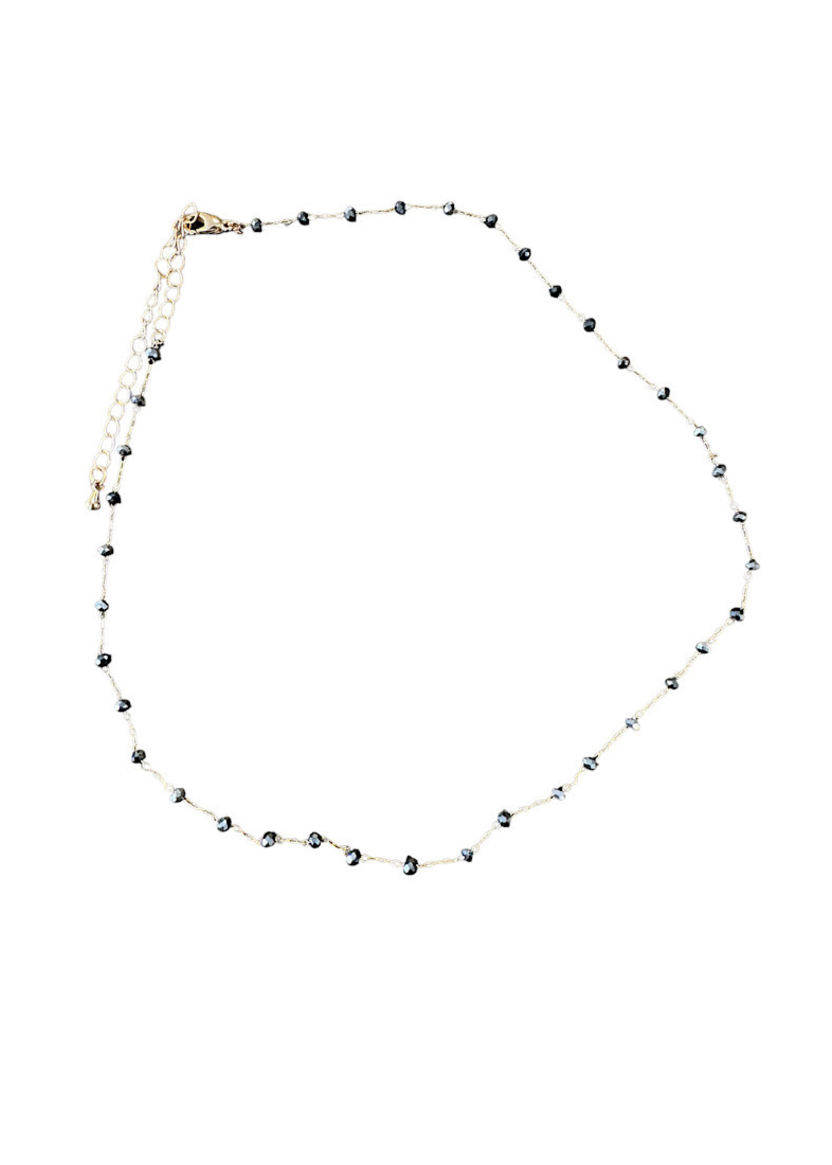 2 Unic Black Crystal Gold Chain Necklace