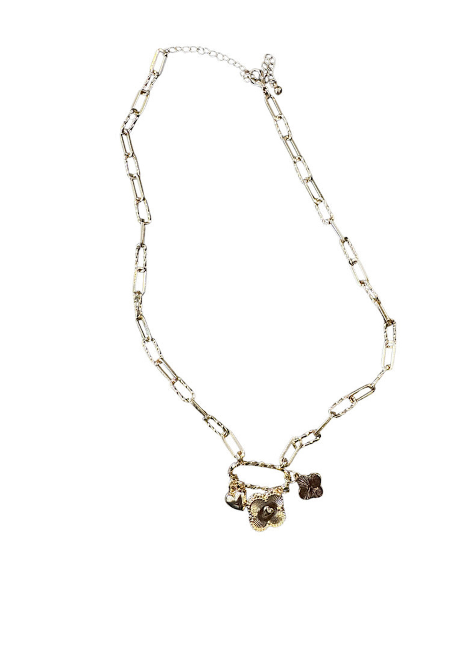 Large Gold Paperclip Charm Necklace