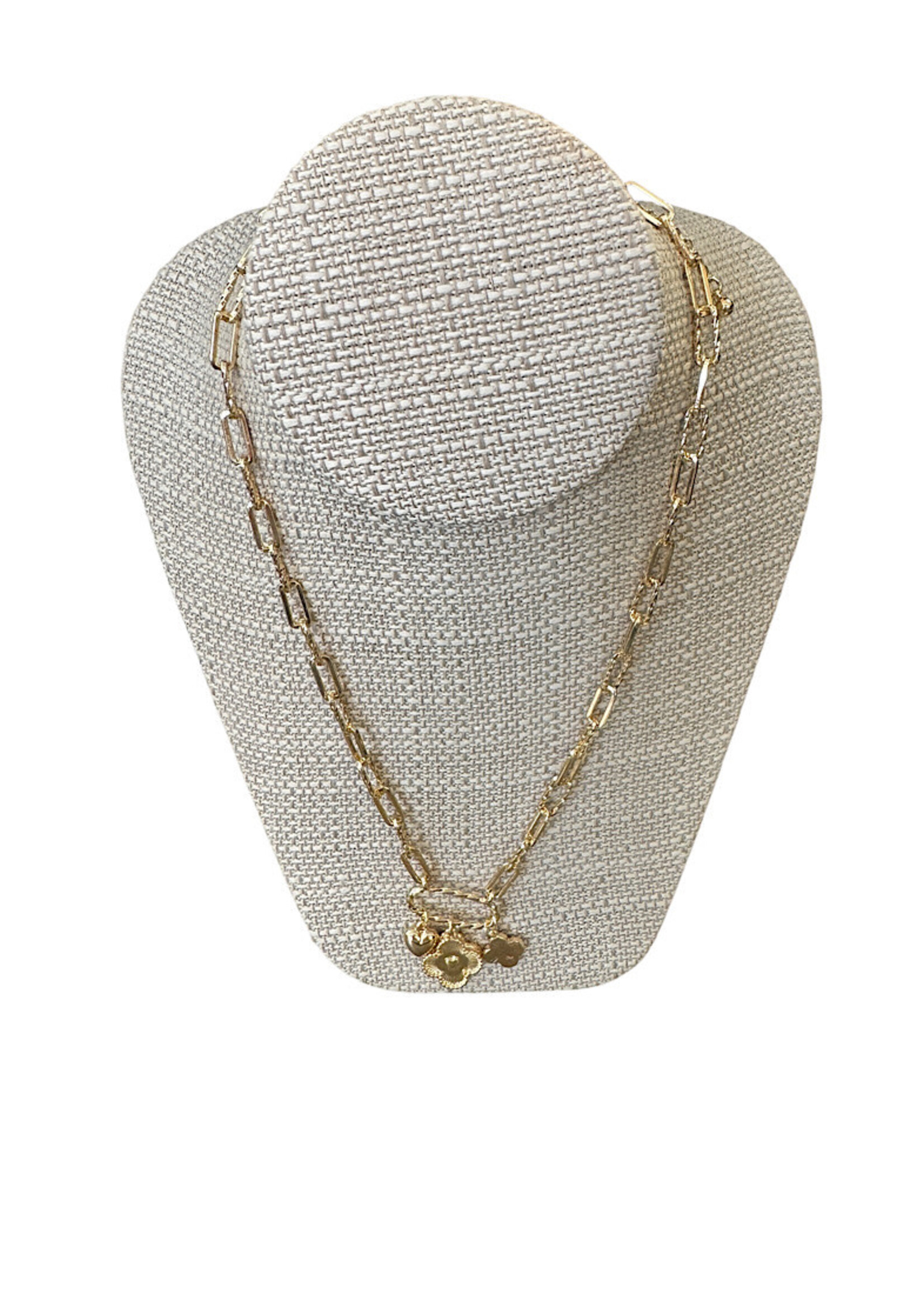 Large Gold Paperclip Charm Necklace