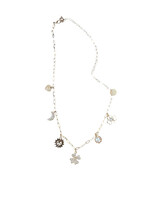 Gold Clover Rhinestone Charm Necklace