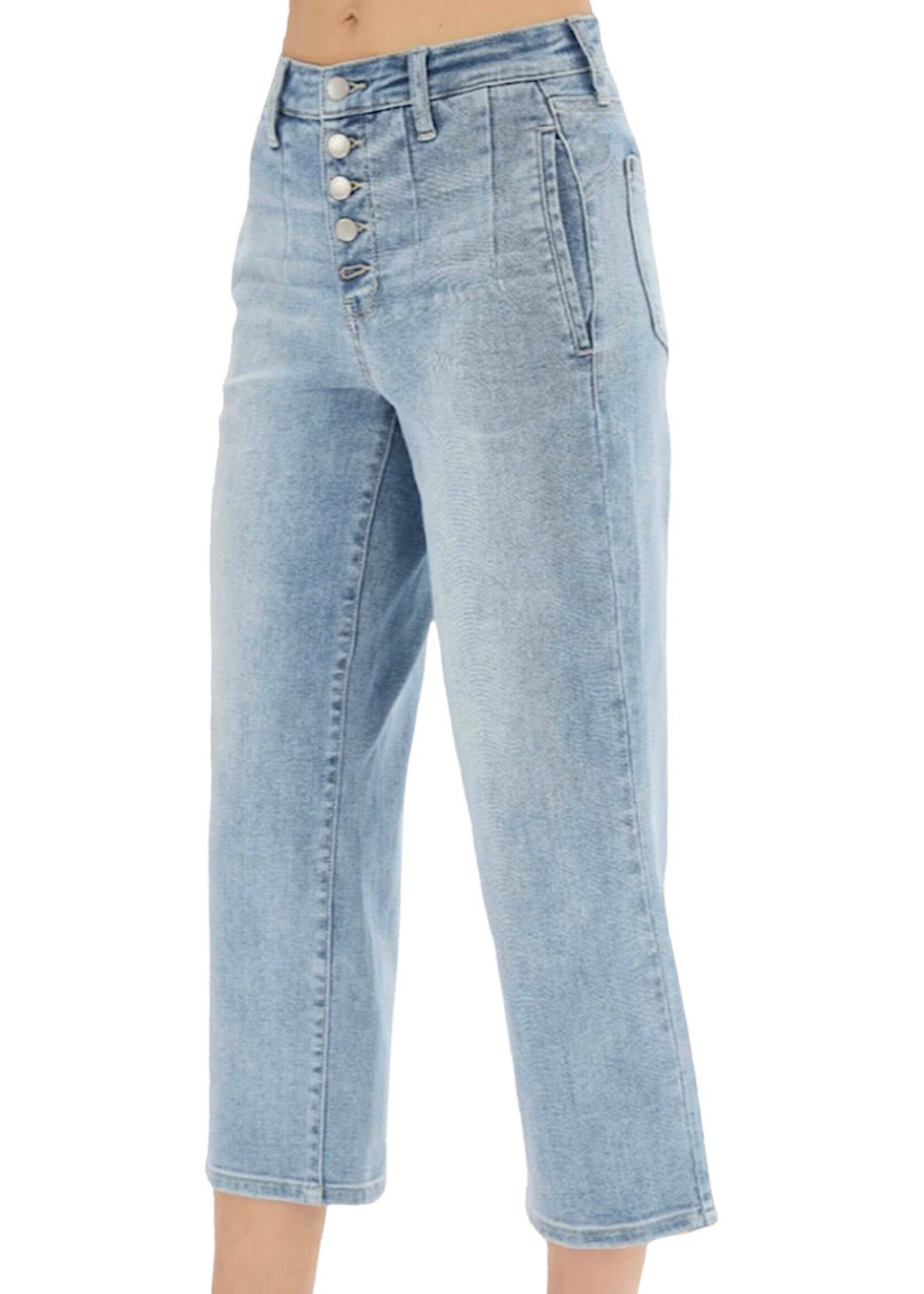Judy Blue JB82477 HW Button Fly Vintage Wash Cropped Wide Leg
