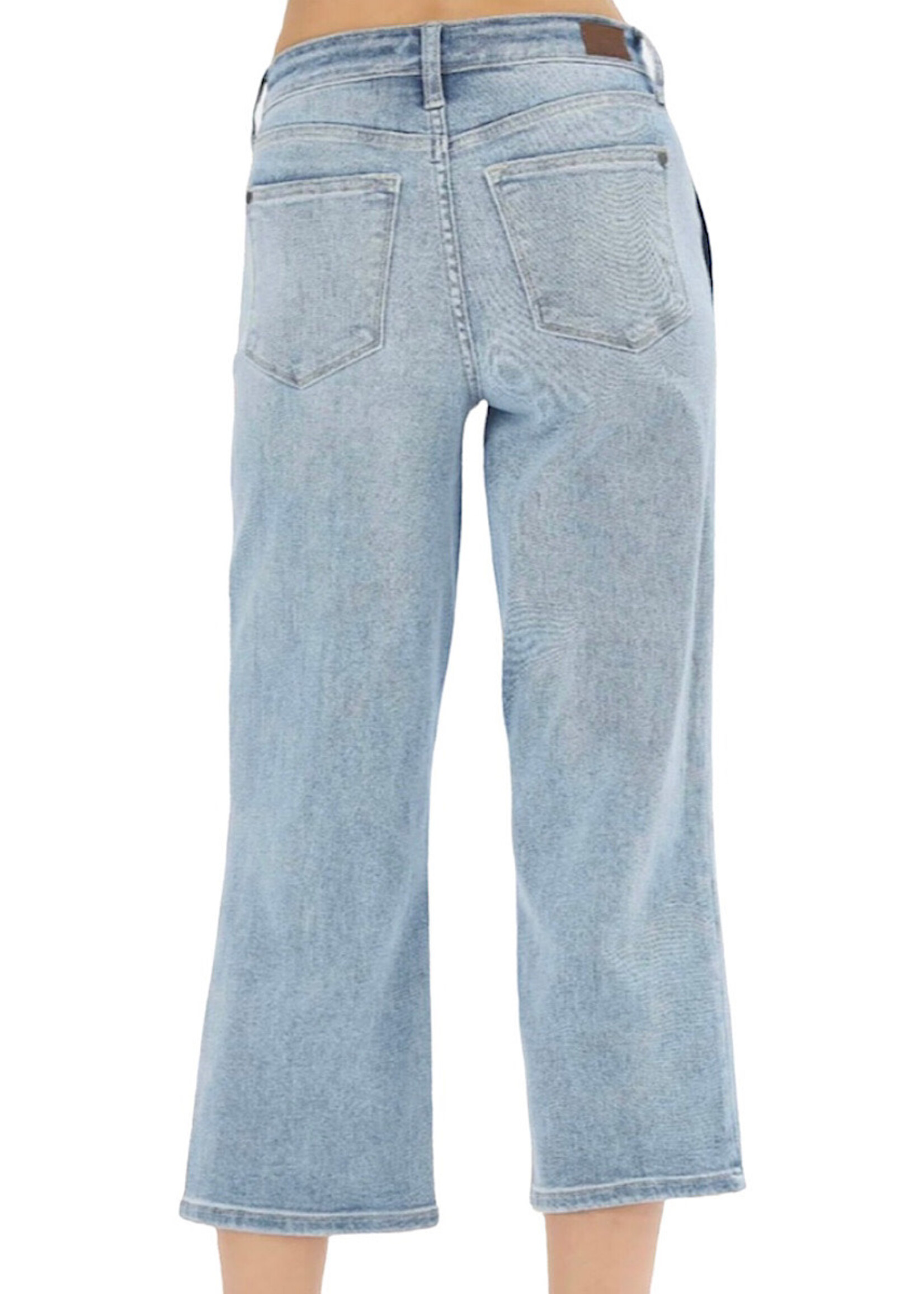 Judy Blue JB82477 HW Button Fly Vintage Wash Cropped Wide Leg