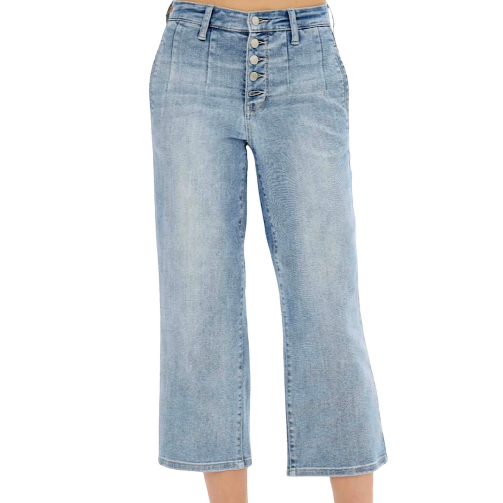 Judy Blue JB82477 HW Button Fly Vintage Wash Cropped Wide Leg