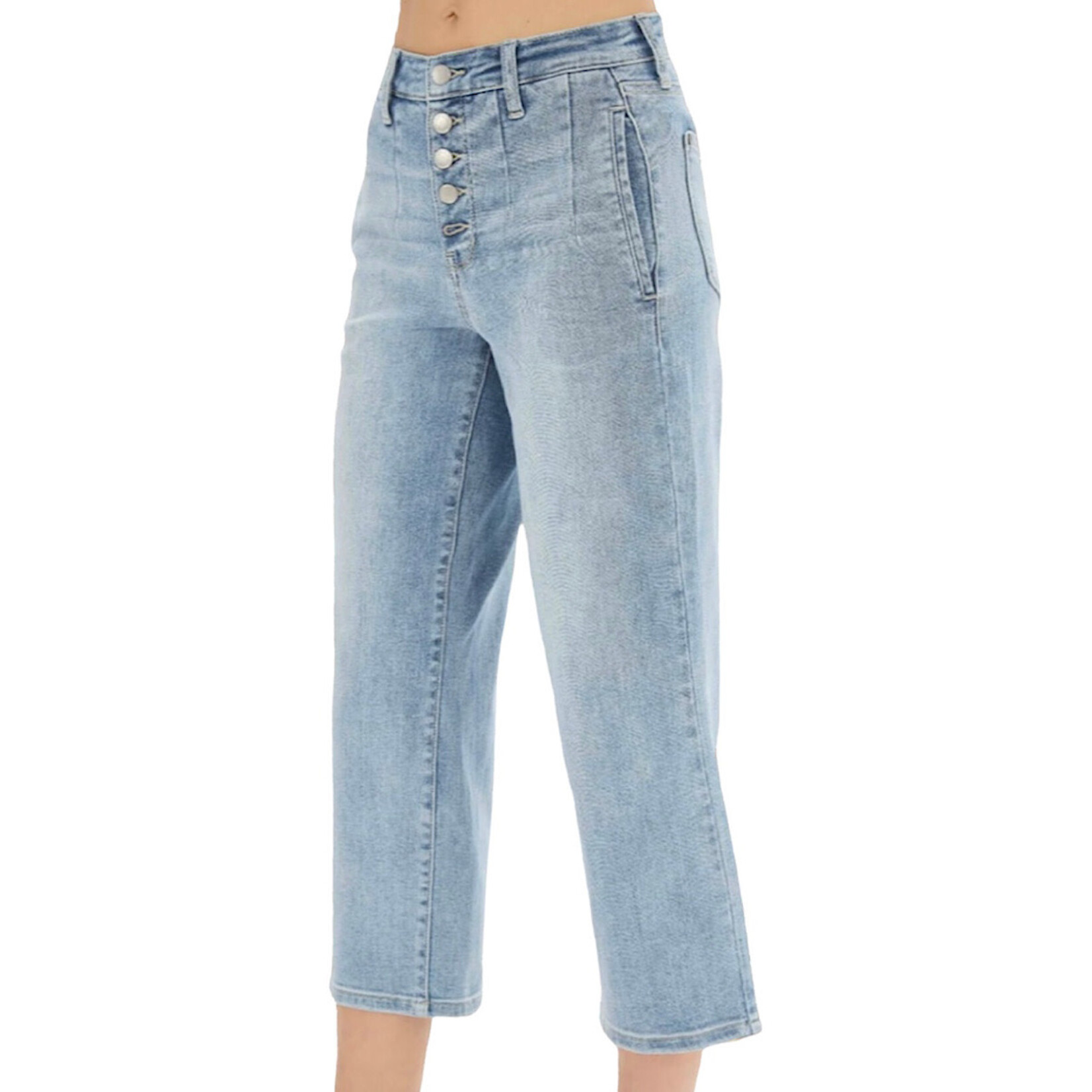 Judy Blue JB82477 HW Button Fly Vintage Wash Cropped Wide Leg