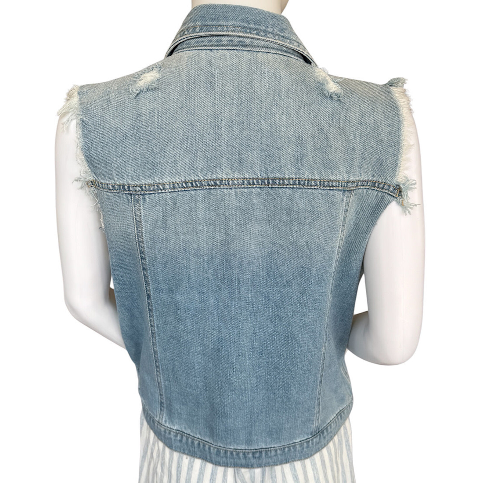 Risen Distressed Sleeveless Jean Jacket Size Small