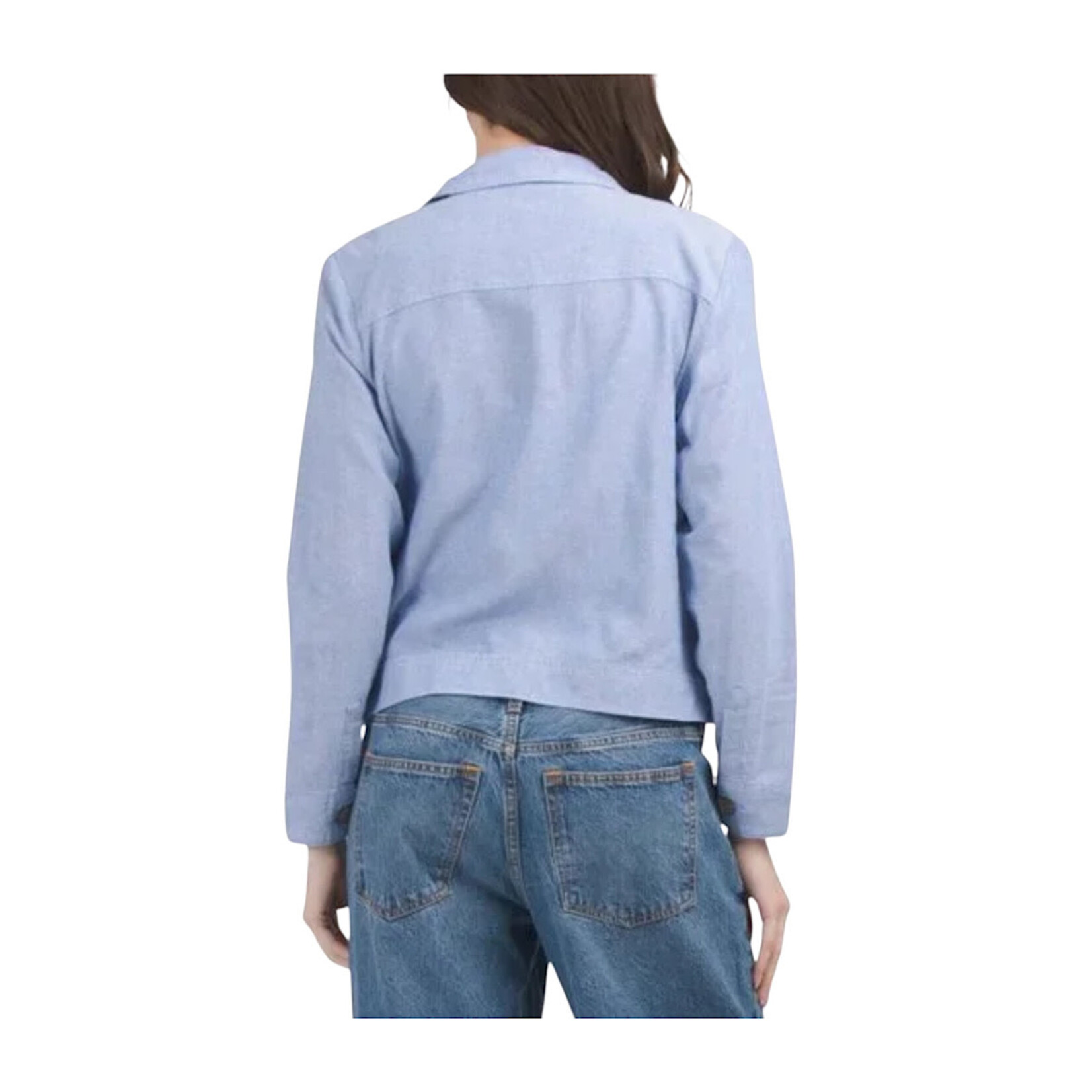 Light Blue Chambray Linen Jean Style Jacket
