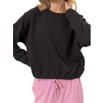 Black Cropped Pullover Sweatshirt
