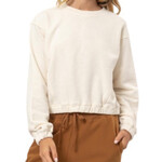 Cream Cropped Pullover Sweatshirt