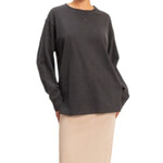 Black Mineral Wash Drop Shoulder Long Sleeve T-Shirt