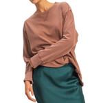 Chestnut Mineral Wash Drop Shoulder Long Sleeve T-Shirt