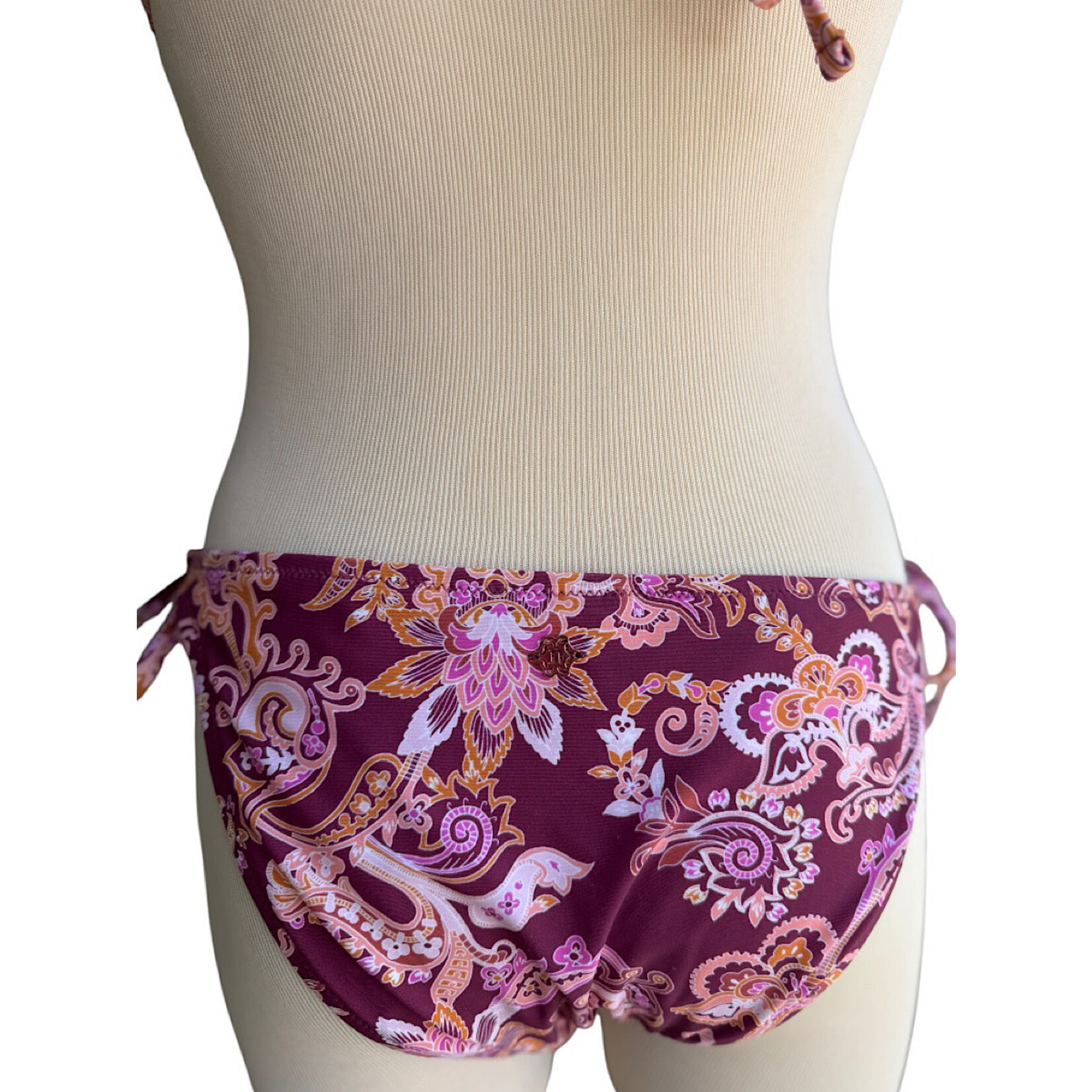 Nanette Lepore Burgundy Floral Two-Piece Bikini Size 8-RF