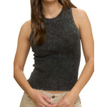 Charcoal Washed Ribbed Sleeveless Knit Tank Top