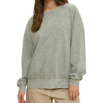 Moss Washed Side Split Long Sleeve Knit Top