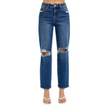 RISEN PGA21029 DK Tummy Control H/R Crop Girlfriend Jeans